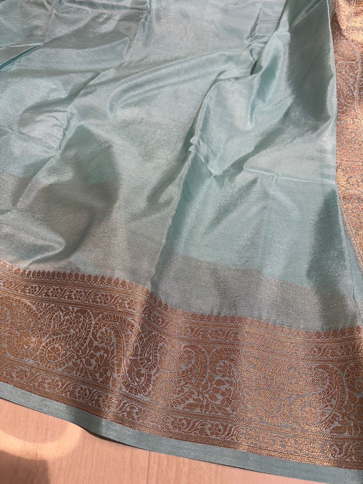 Exclusive Sea Green Soft Kaath Bandh Weave Warm Silk Banarasi Saree
