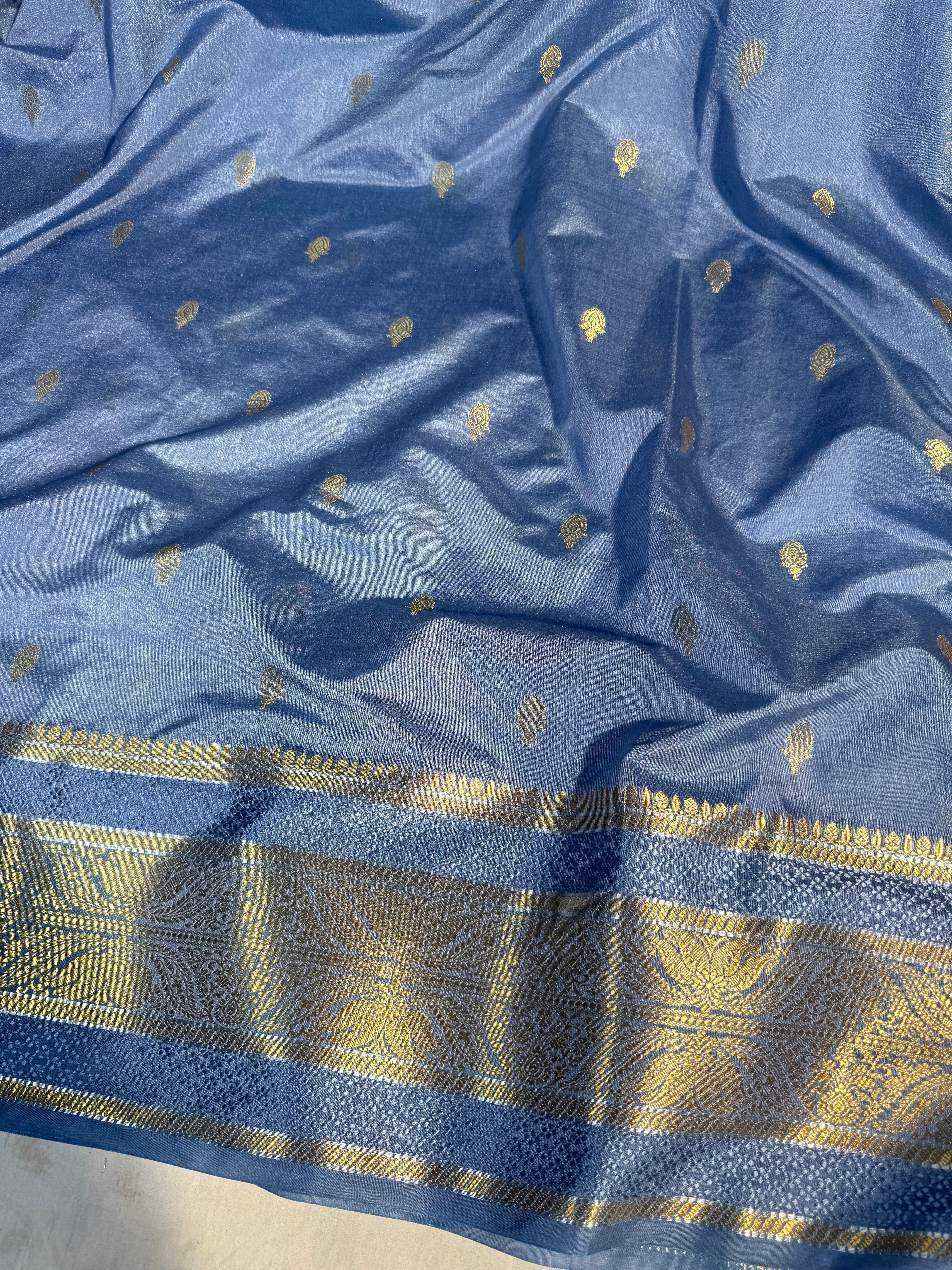 Fushia Grey Premium Chiniya Silk Banarasi Saree