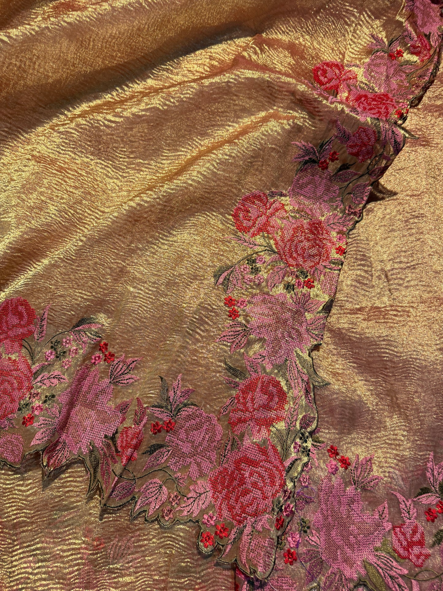 Premium Banarasi Soft Silk Saree with Crochet Embroidery