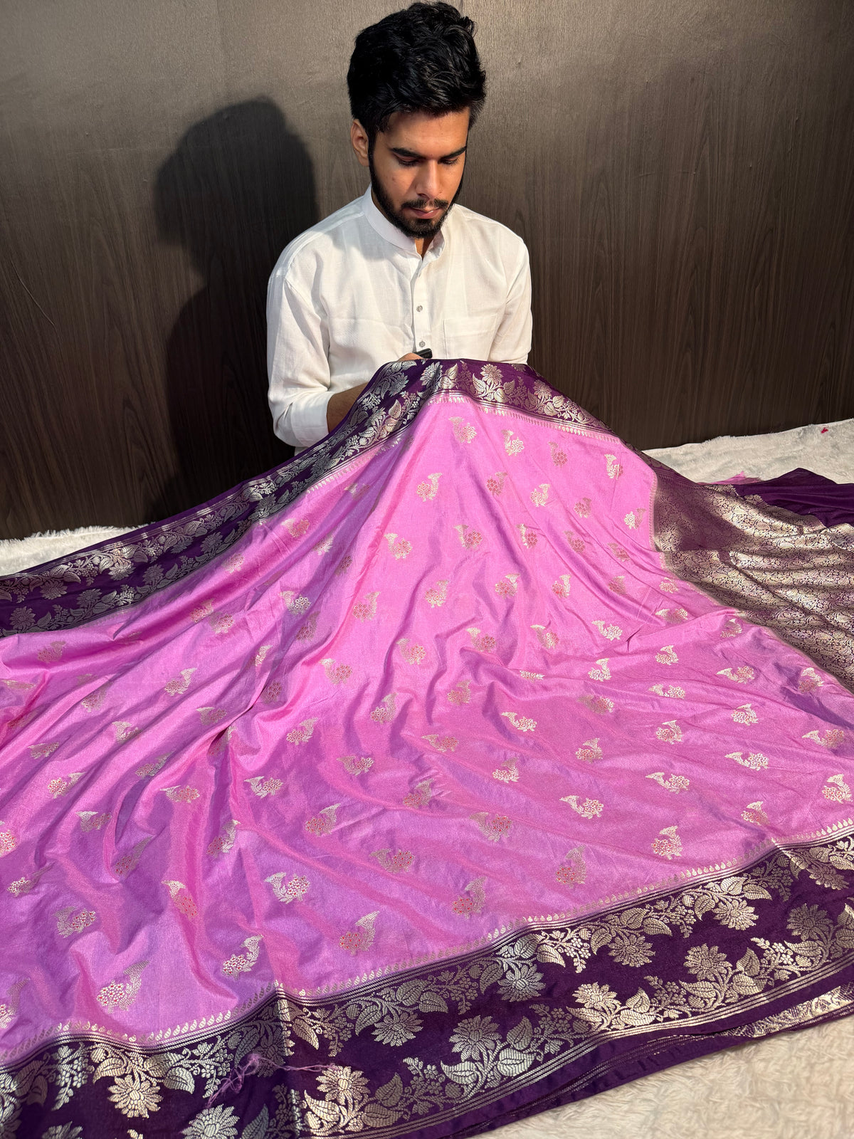 Lavender Purple Premium Chiniya Silk Banarasi Saree