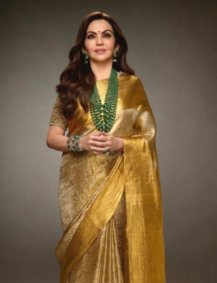 Ready To Wear Nita Ambani Mam Inspired Kanjeevaram Tissue Saree