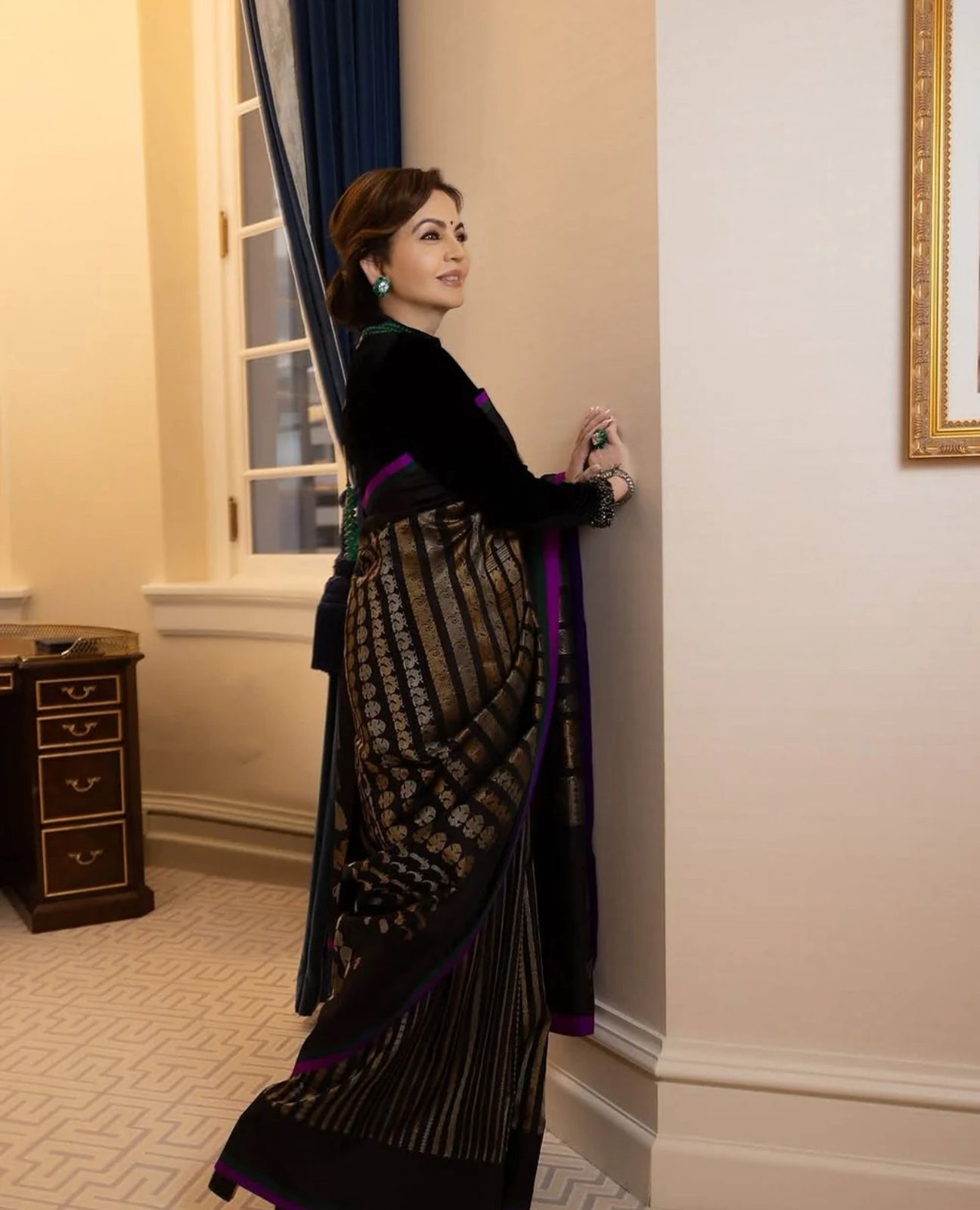 Nita Ambani Mam Inspired Black Katan Silk Banarasi Saree