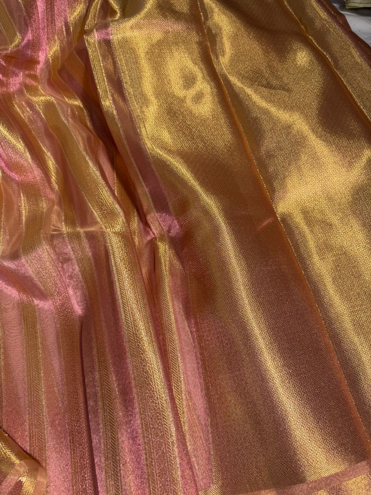 Metallic Pink Premium Banarasi Tissue Silk Saree
