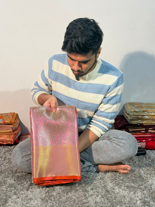 Pink Kanjivaram saree