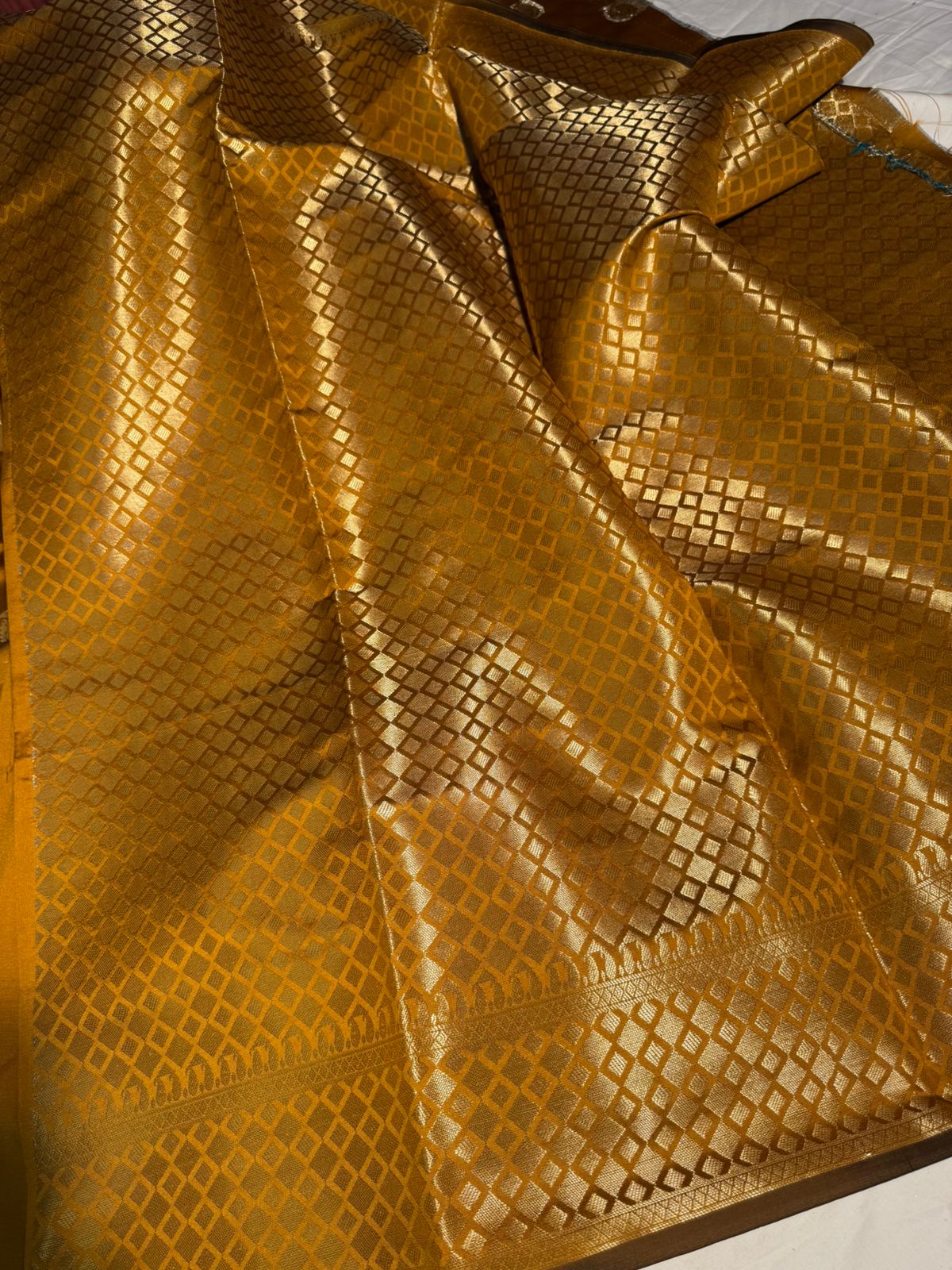 Mustard Premium Chiniya Katan Silk Saree