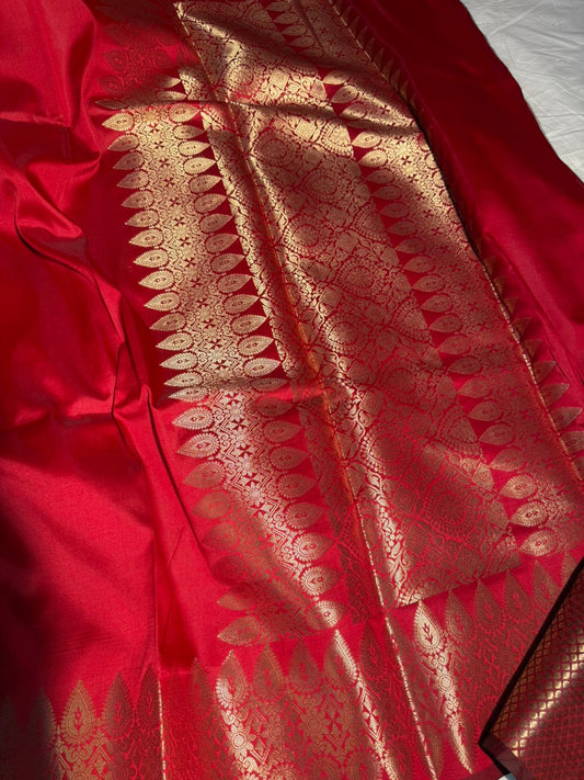 Beautiful Maroon Premium Chiniya Katan Silk Saree