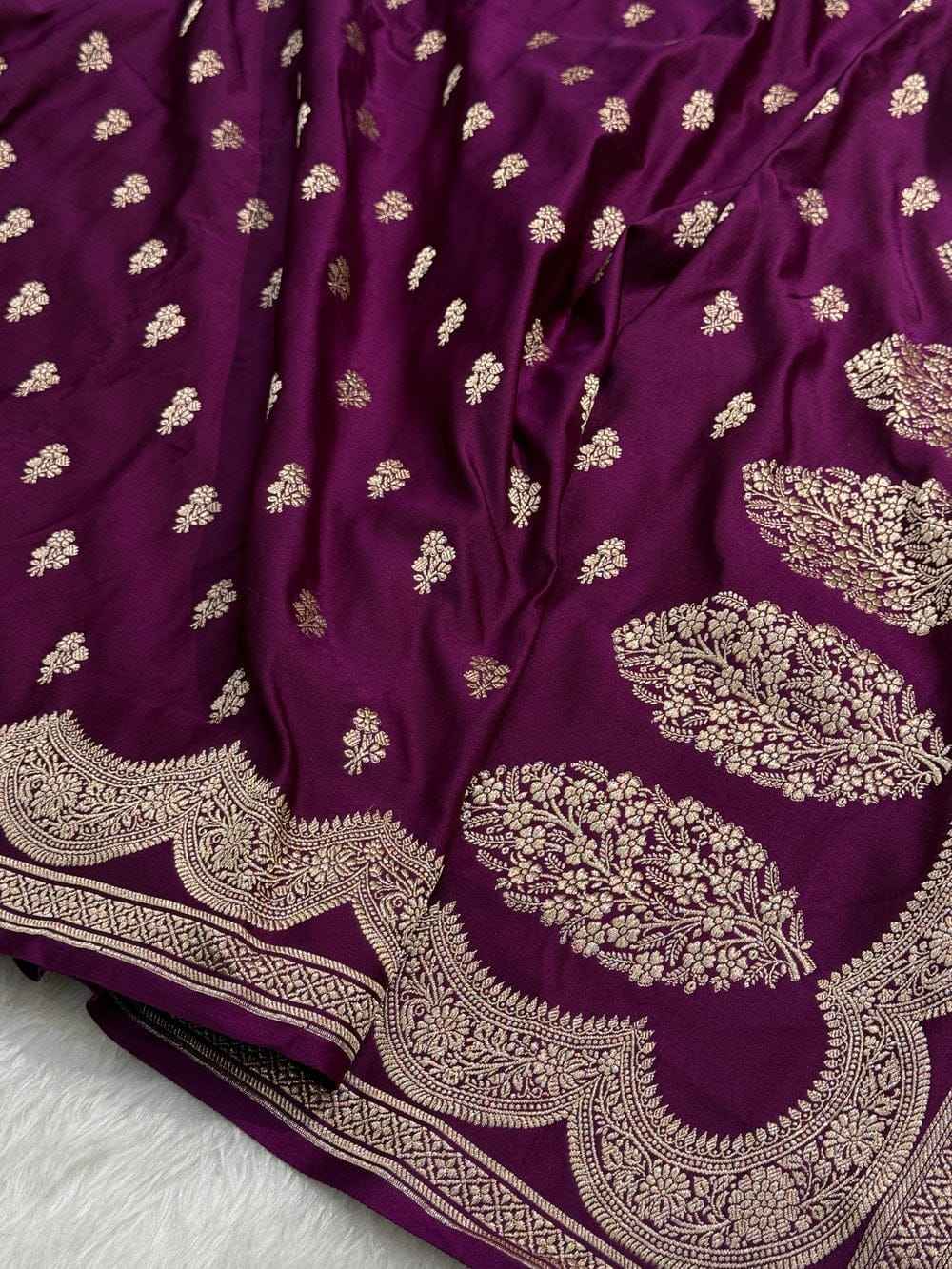 Magenta Premium Mashru Katan Silk Banarasi Saree