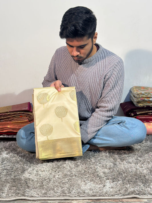 Bridal Katan Silk Designer Banarasi Saree with Traditional Floral Weave