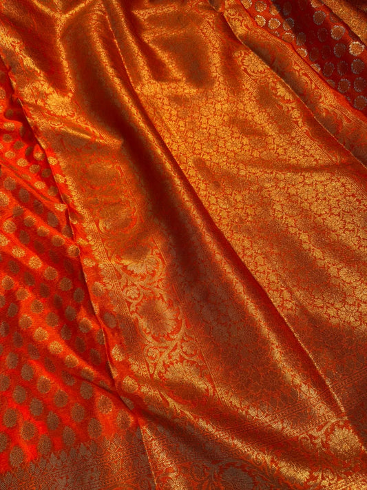 Bridal Orange Georgette Silk Banarasi Saree