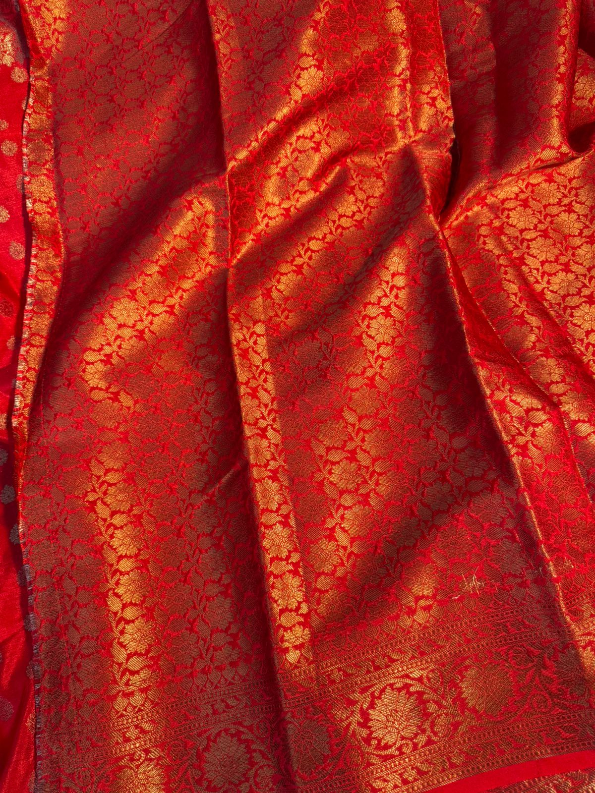 Red Premium Georgette Silk Banarasi with Zari Buti Weave