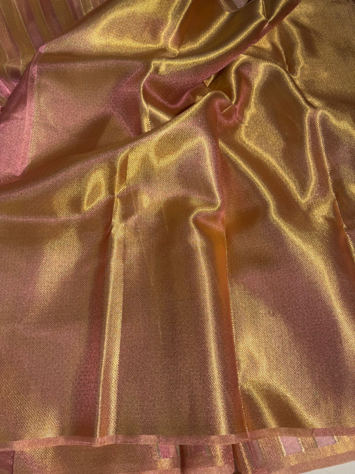 Metallic Pink Premium Banarasi Tissue Silk Saree