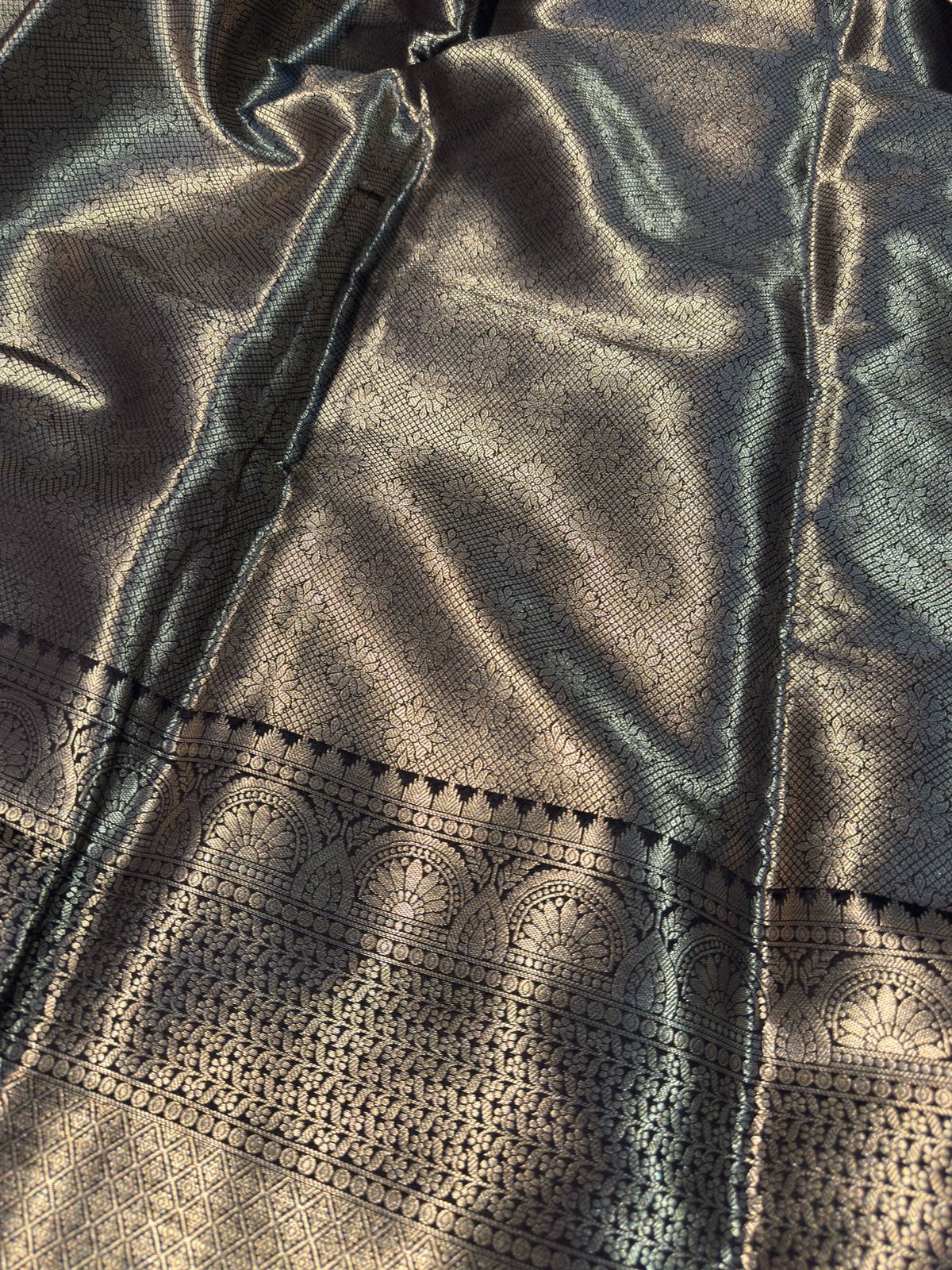 Black Premium Chiniya Silk Banarasi Saree with Traditional Zari Buti Weave