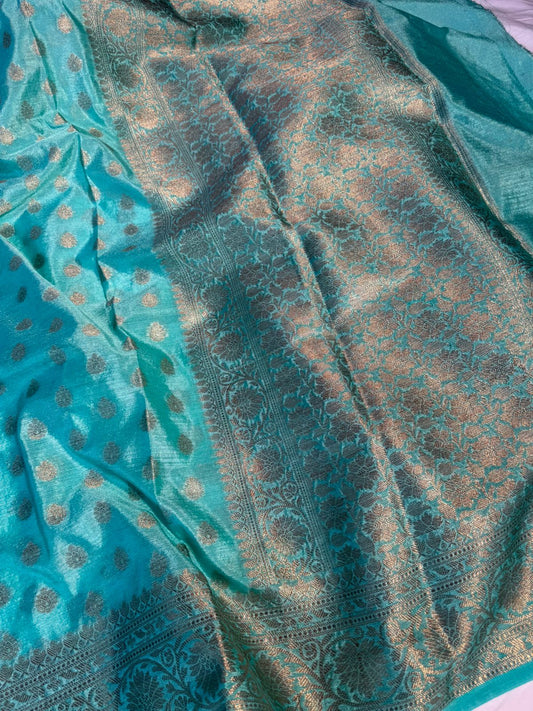 Seagreen Premium Georgette Silk Buti Weave Banarasi Saree