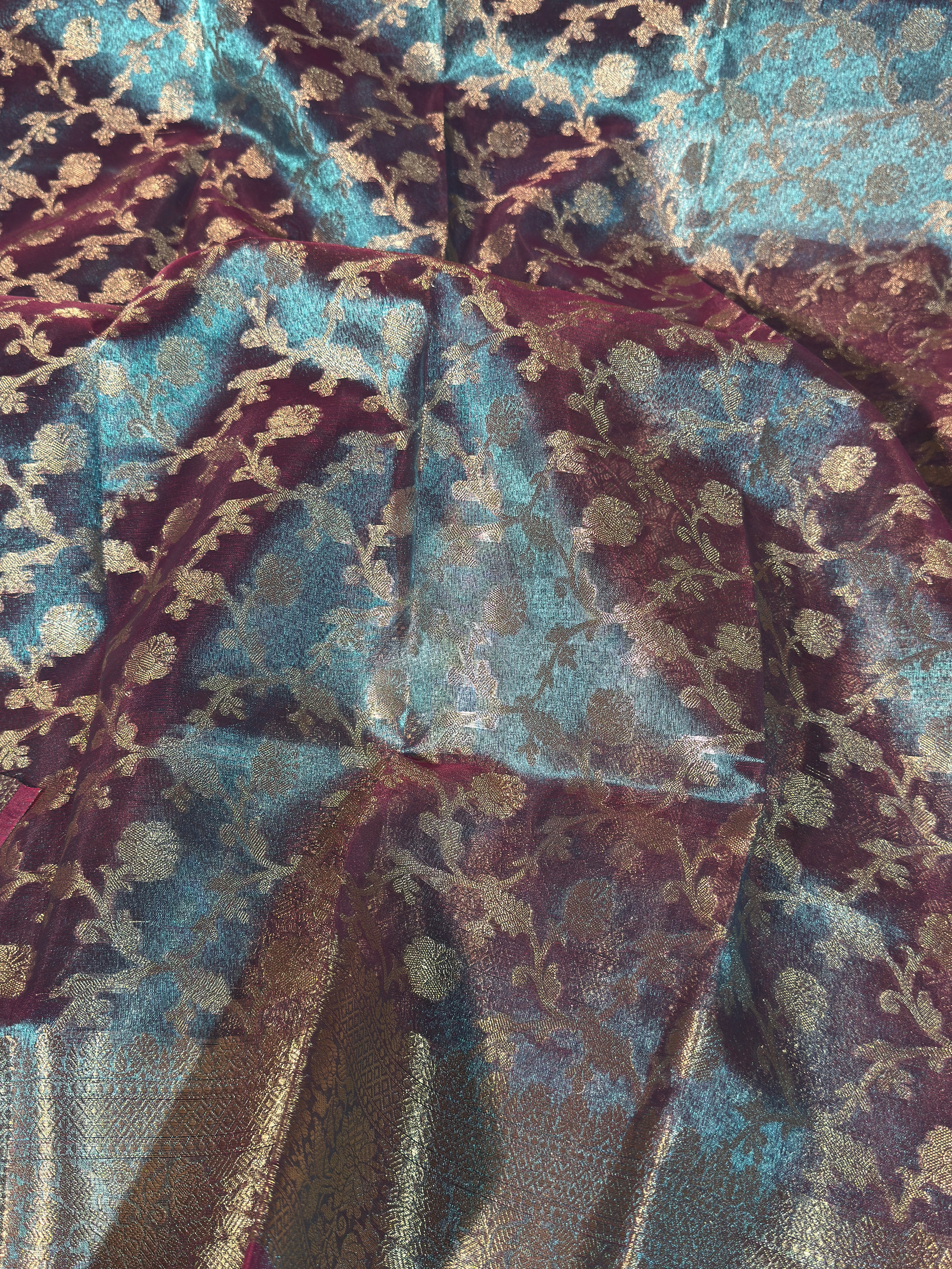 Rare Firozi Blue Premium Tissue Silk Banarasi Saree