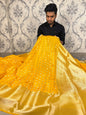 Beautiful Yellow Banarasi Soft Designer Warm Silk Saree