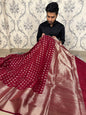 Beautiful Maroon Soft Designer Warm Silk Banarasi Saree