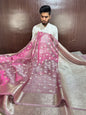 Beautiful Metallic Pink Colour Bridal Tissue Silk Saree