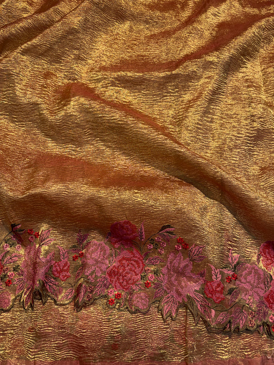 Premium Banarasi Soft Silk Saree with Crochet Embroidery