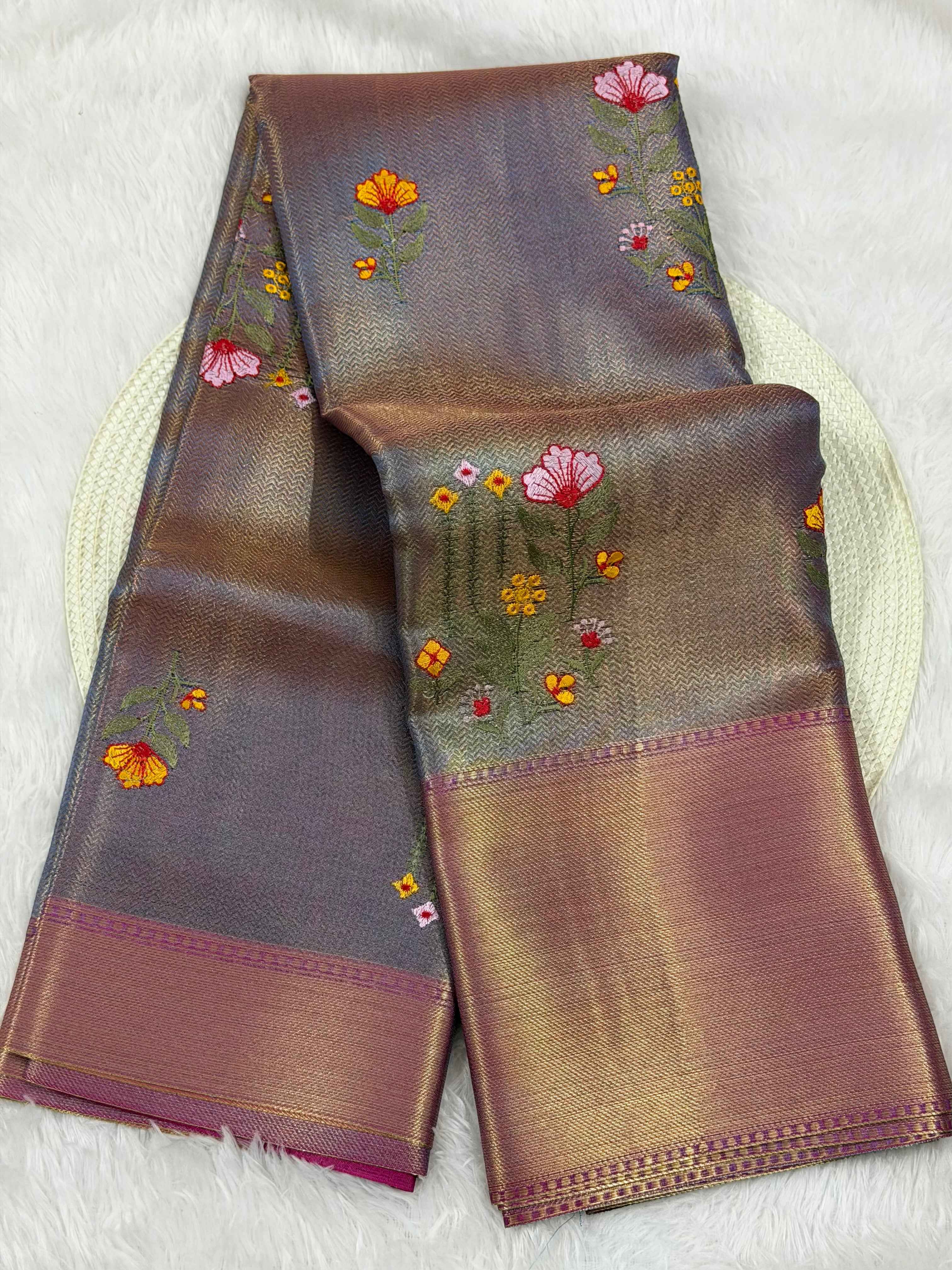 Premium Kanjeevaram Soft Tissue Silk Banarasi Saree with Rich Embroidery
