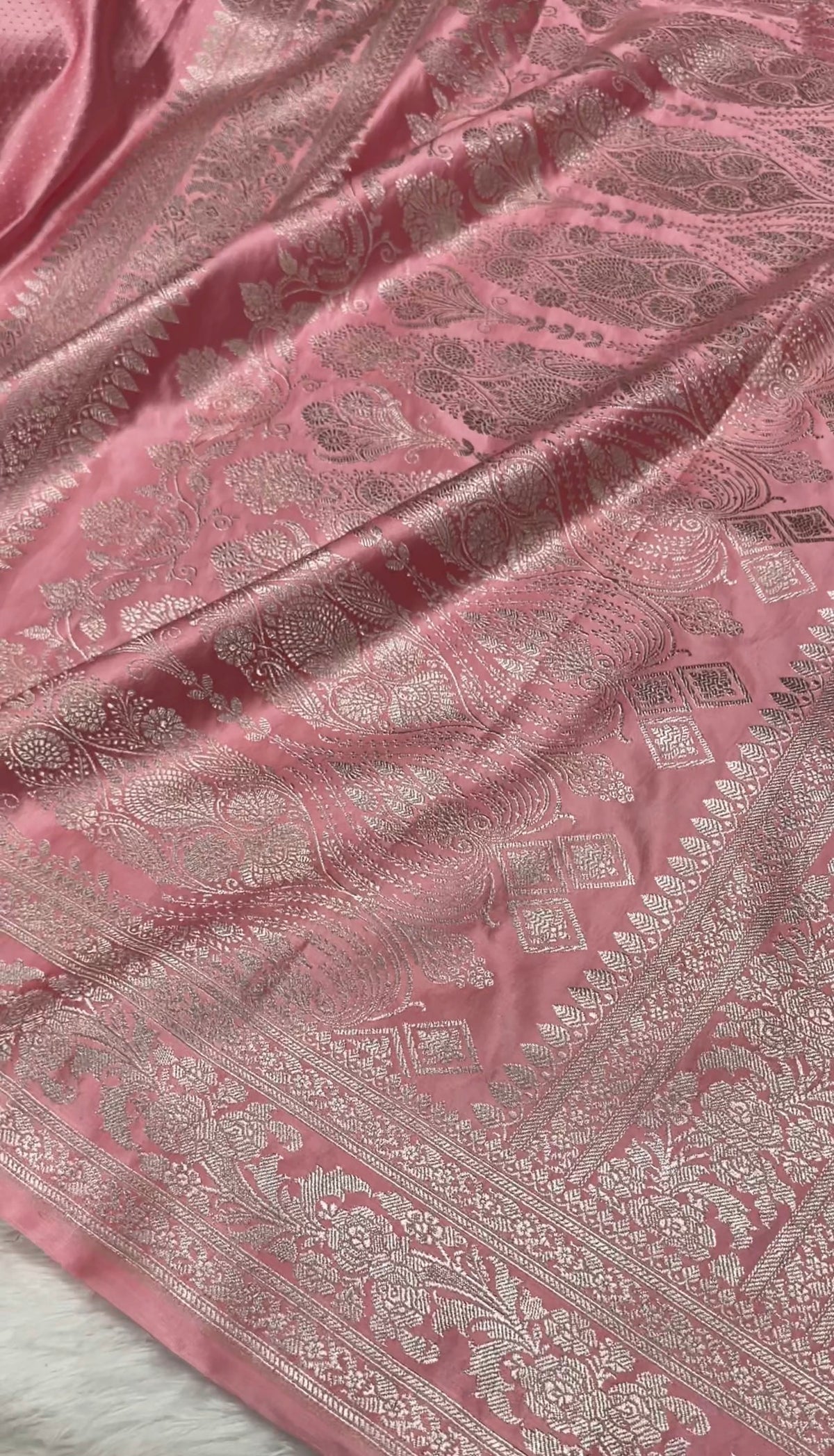 Pastel Pink Premium Mashru Katan Silk Banarasi Saree