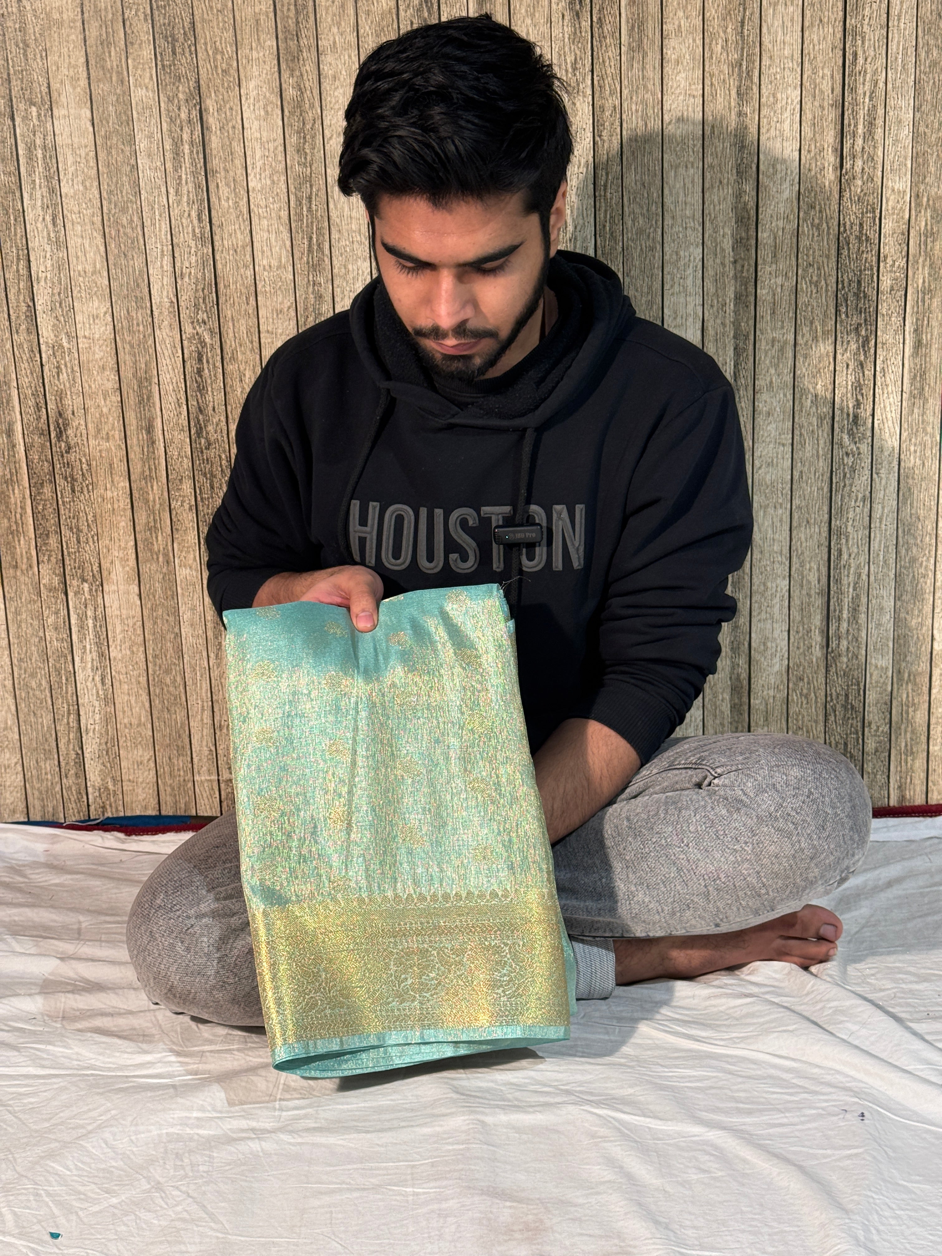 Pastel Seagreen Premium Breathable Tissue Silk Banarasi Saree