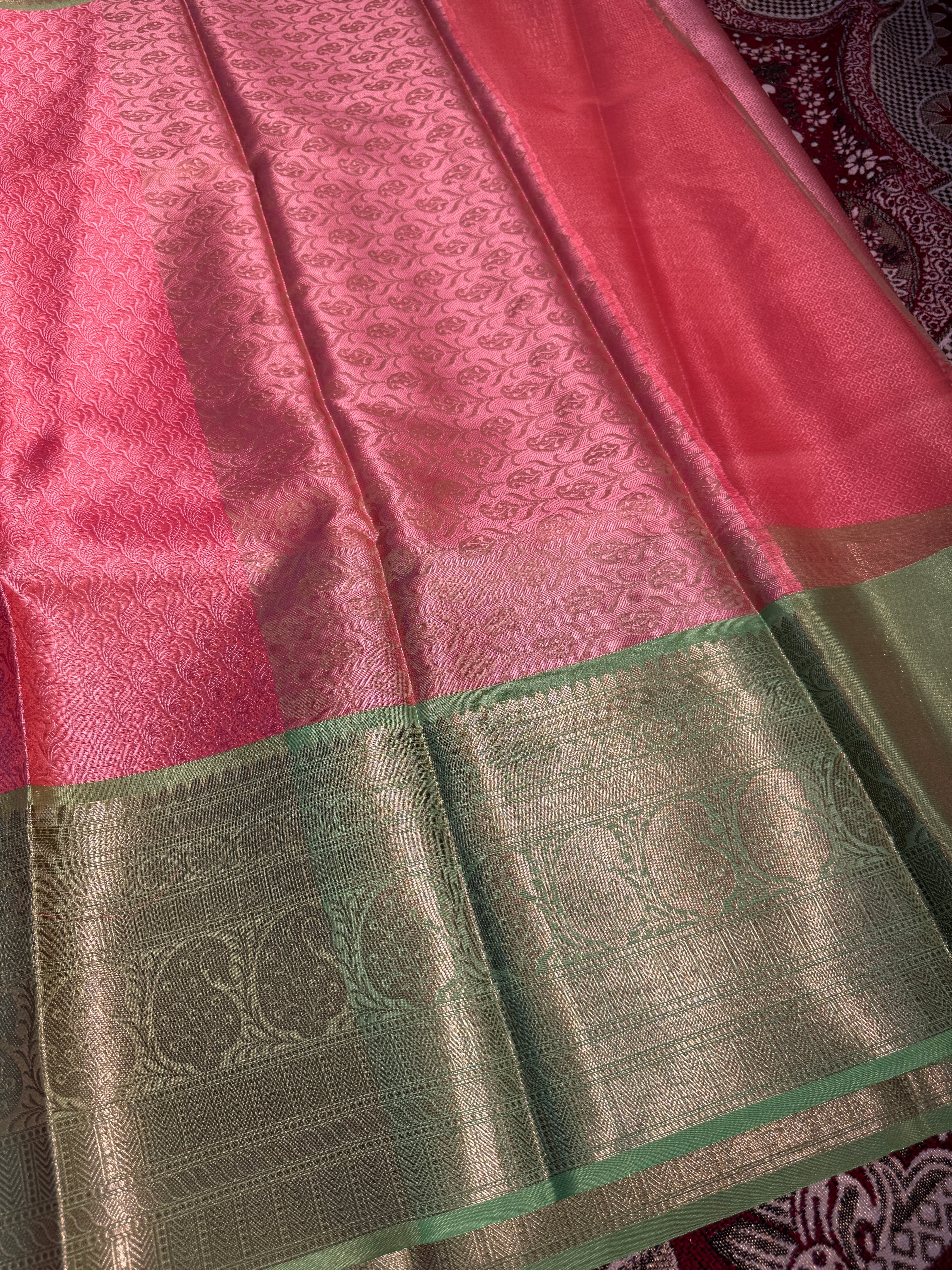 Premium Resham Embossed Kora Muslin Banarasi Saree