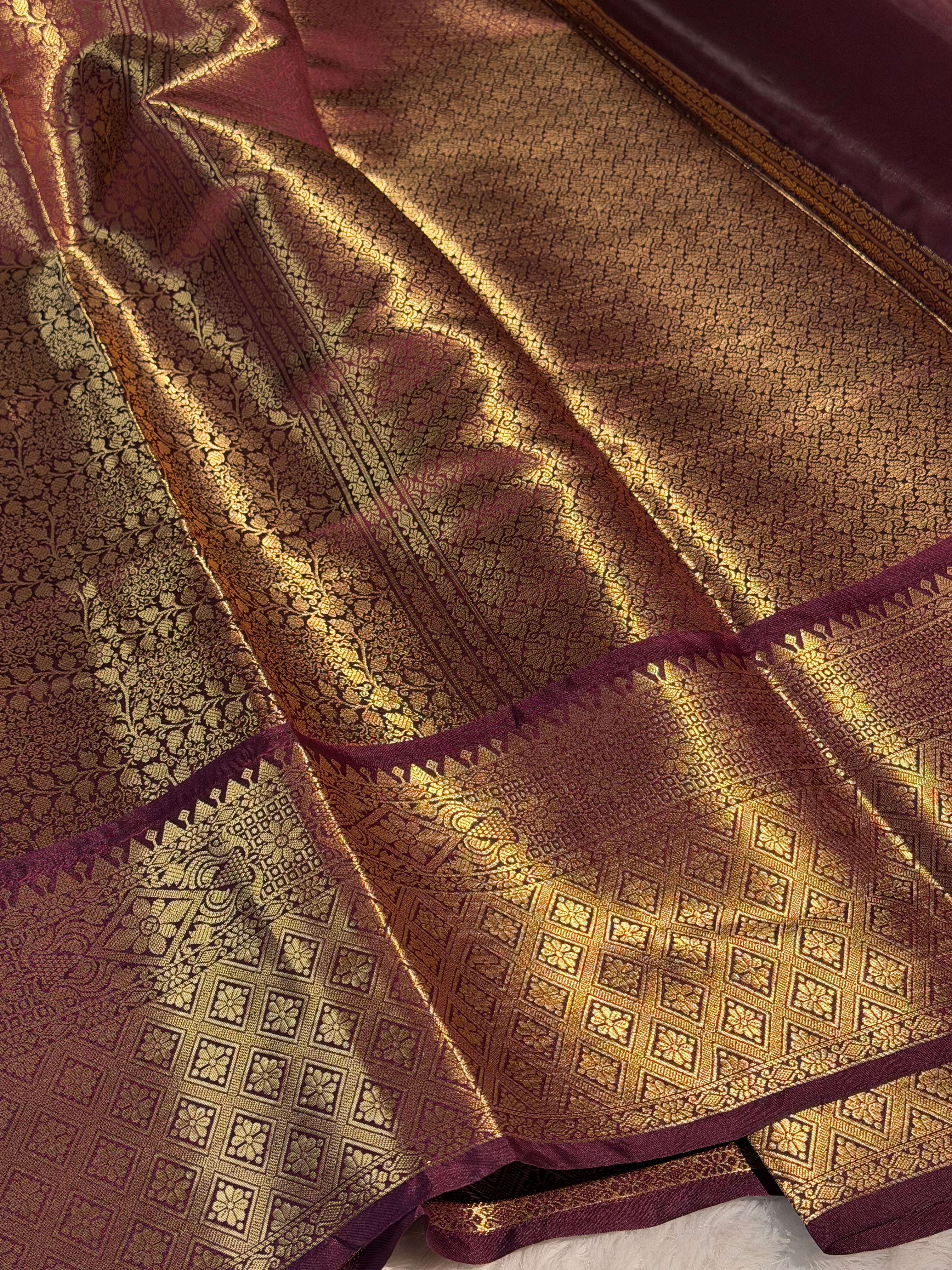 Wine Brown Premium Soft Katan Silk Banarasi Saree