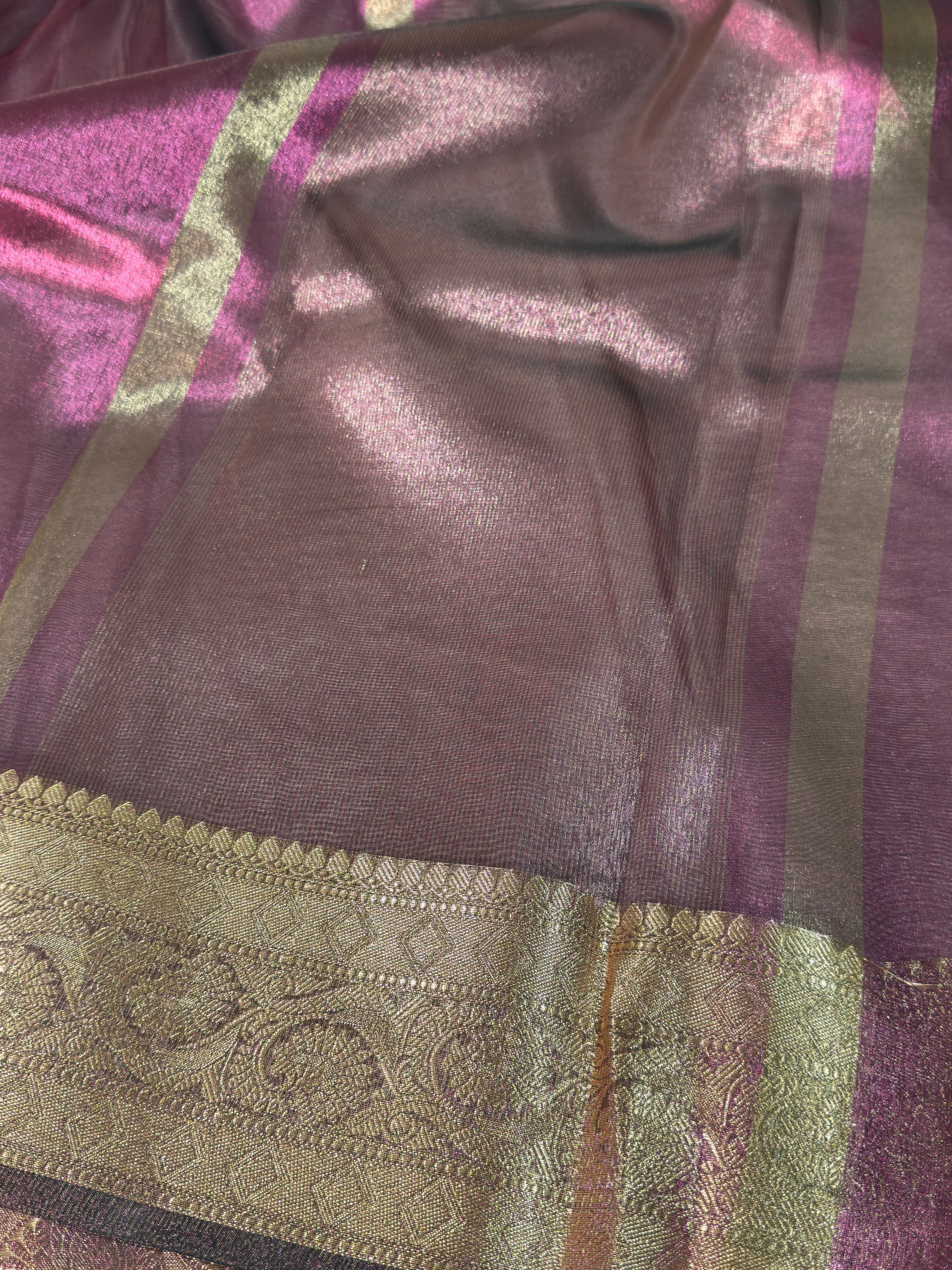 Rare Purple Premium Tissue Silk Banarasi Saree