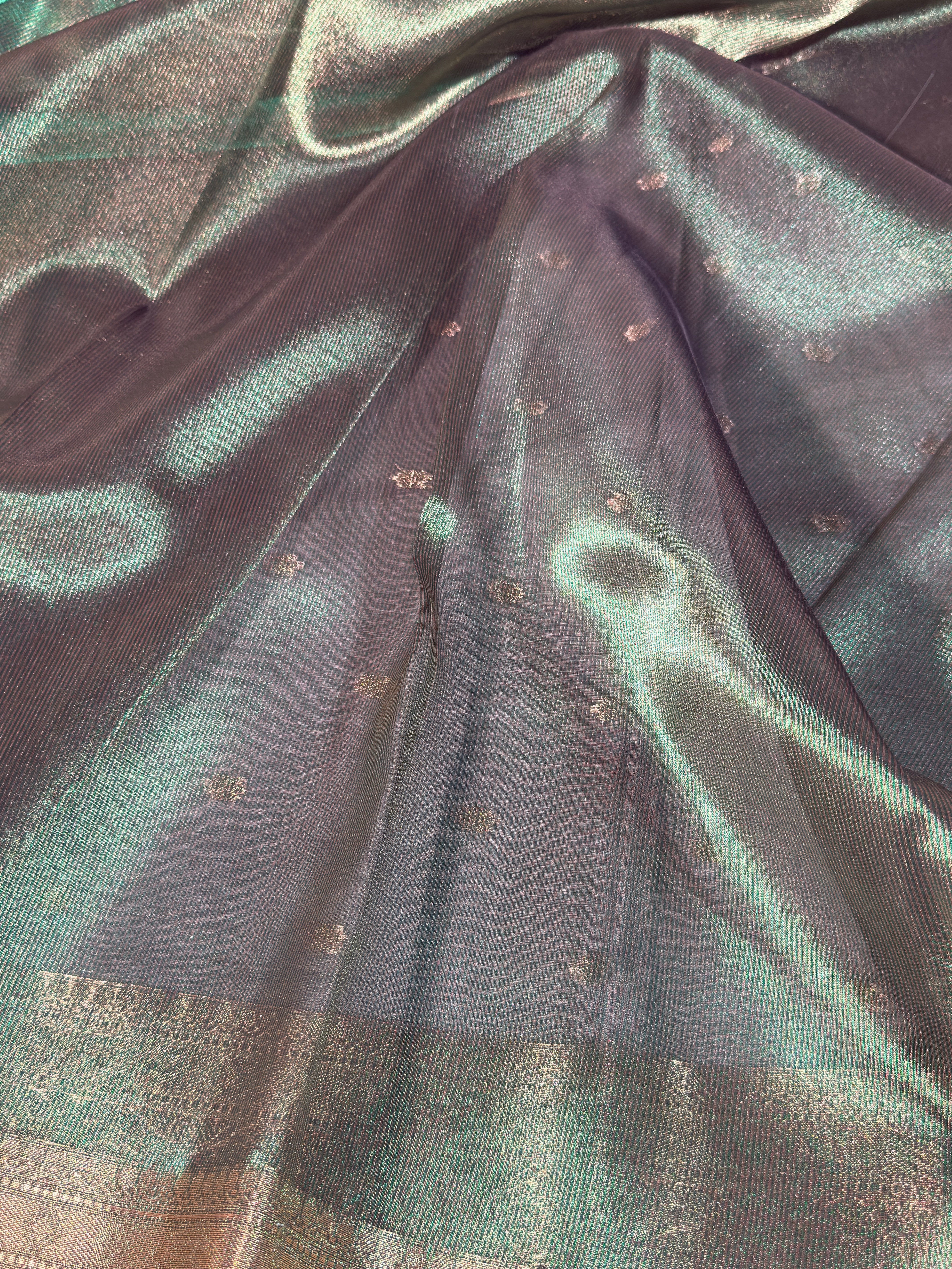 Metallic Green Premium Tissue Silk Banarasi Saree