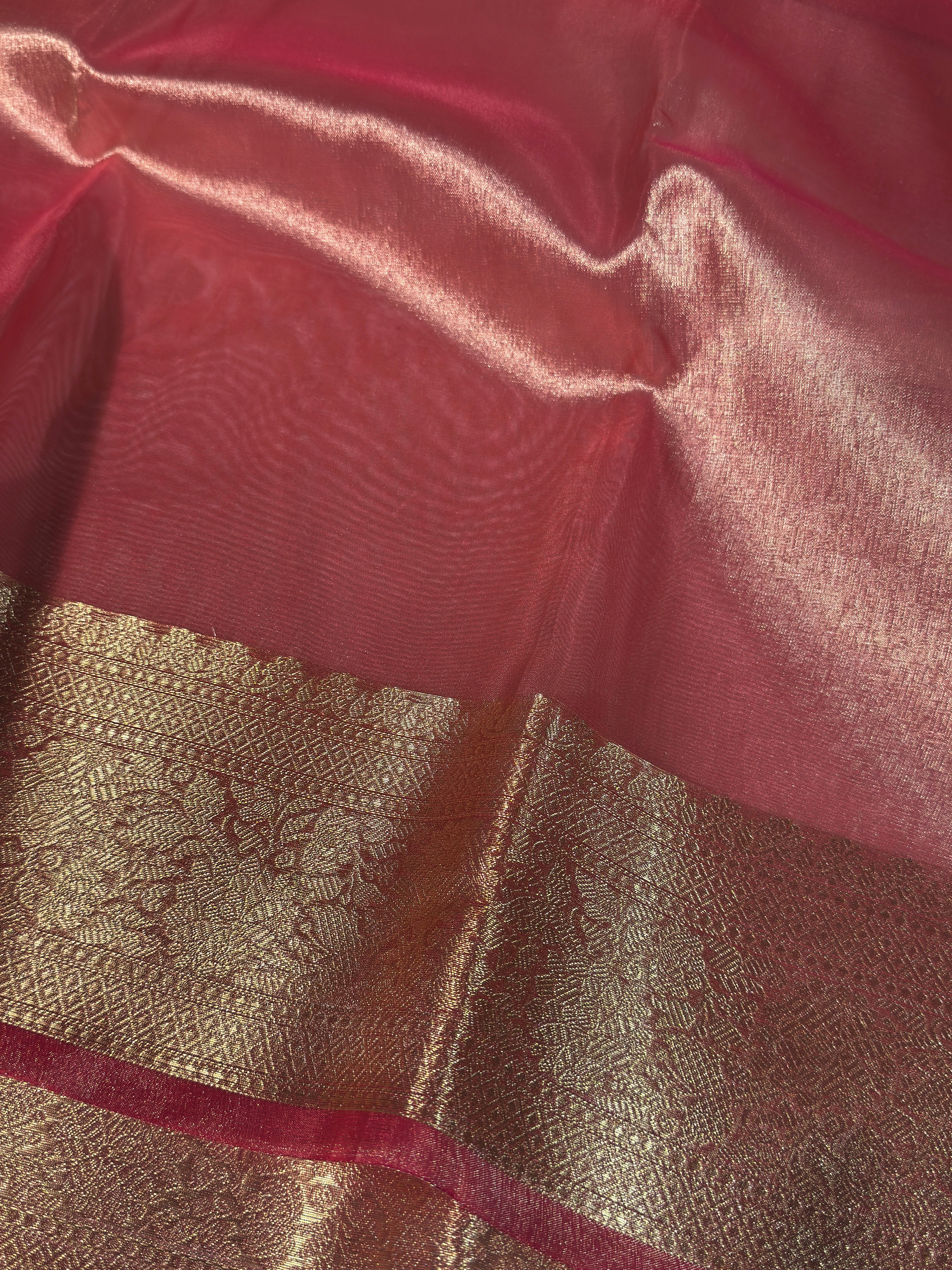 Rare Pink Premium Tissue Silk Banarasi Saree