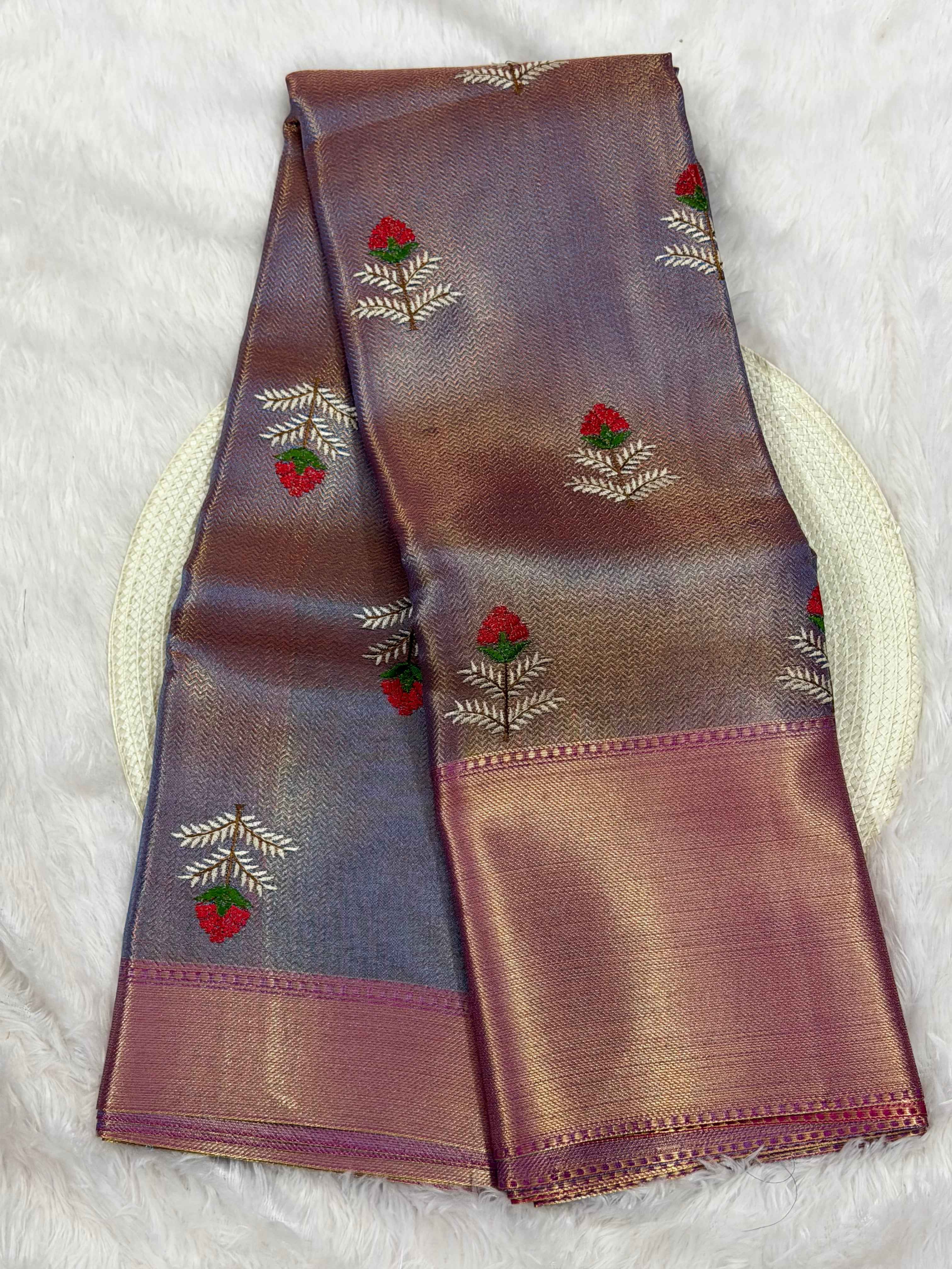 Premium Kanjeevaram Soft Tissue Silk Banarasi Saree with Rich Embroidery