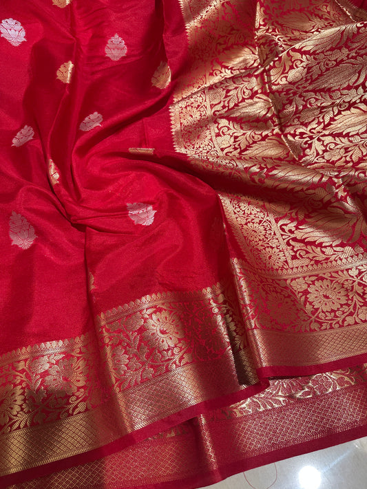 Premium Banarasi Georgette Silk Saree in Beautiful Red Shade