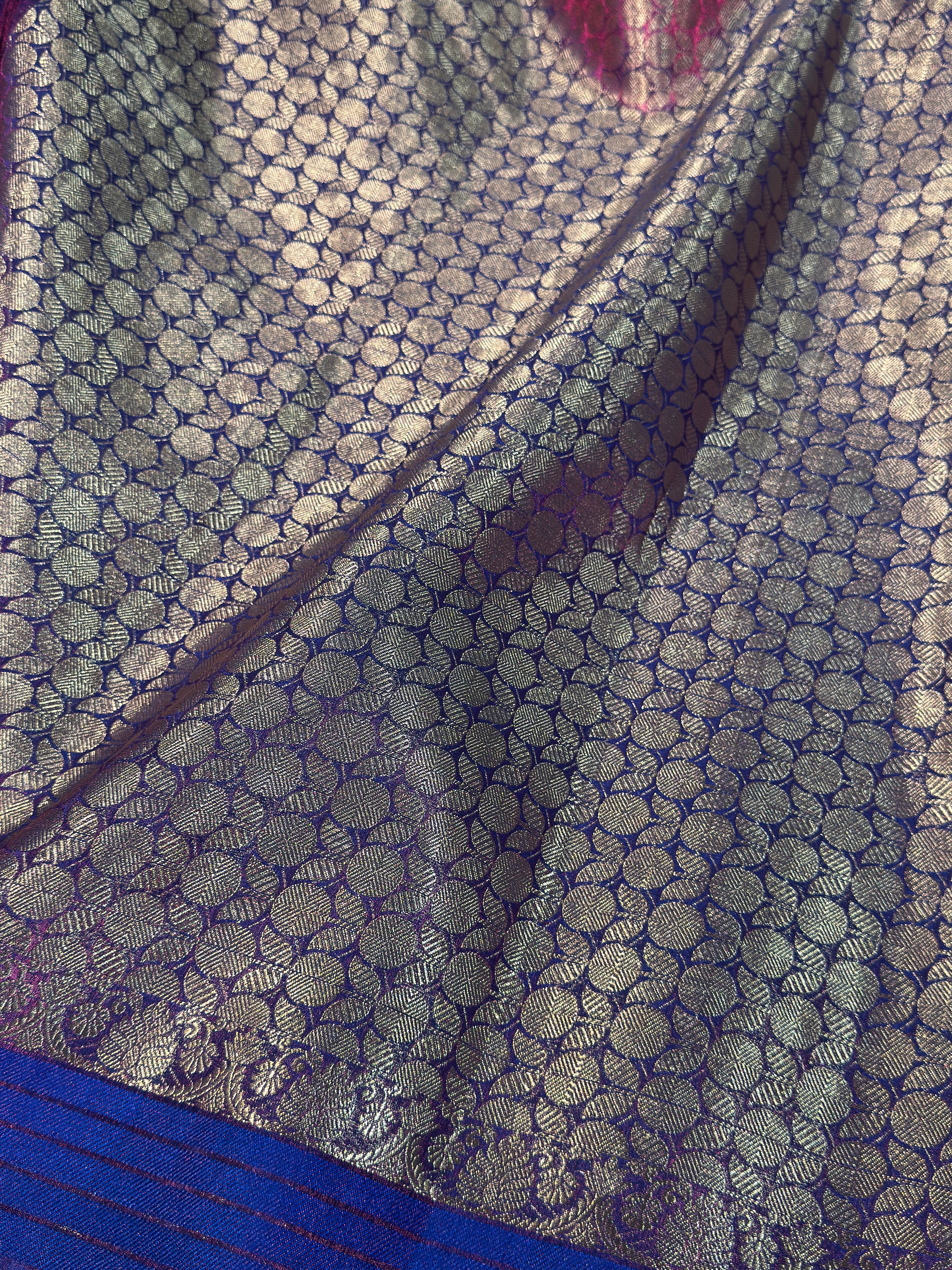 Dhoop Chaon Blue Premium Tissue Silk Banarasi Saree