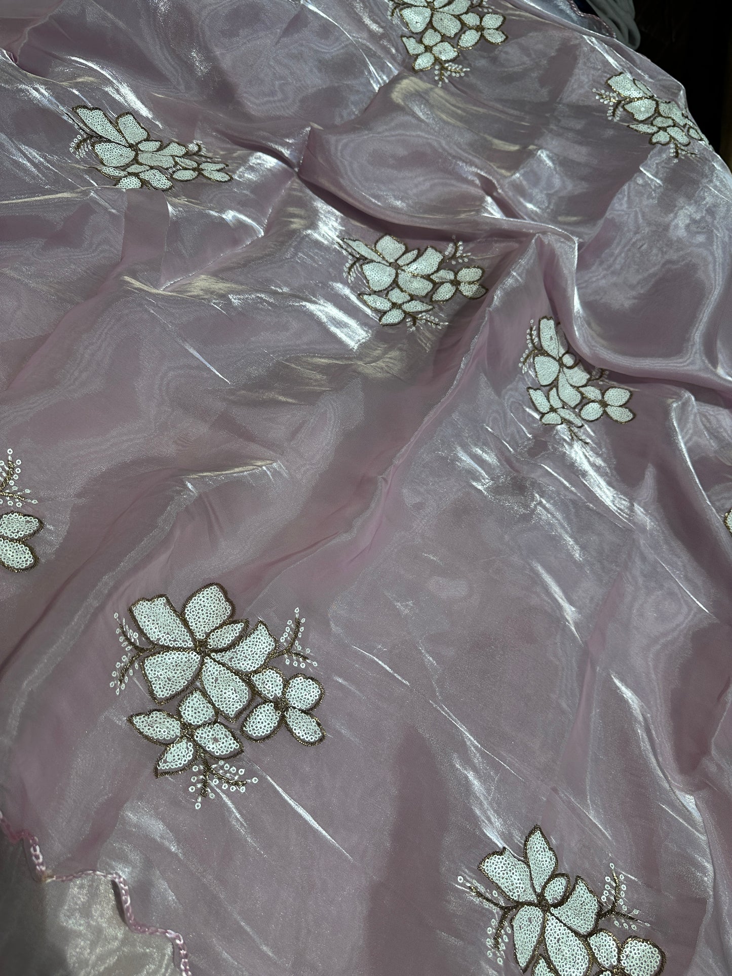 Pink Bridal Tissue Silk Saree With Premium Sequence work