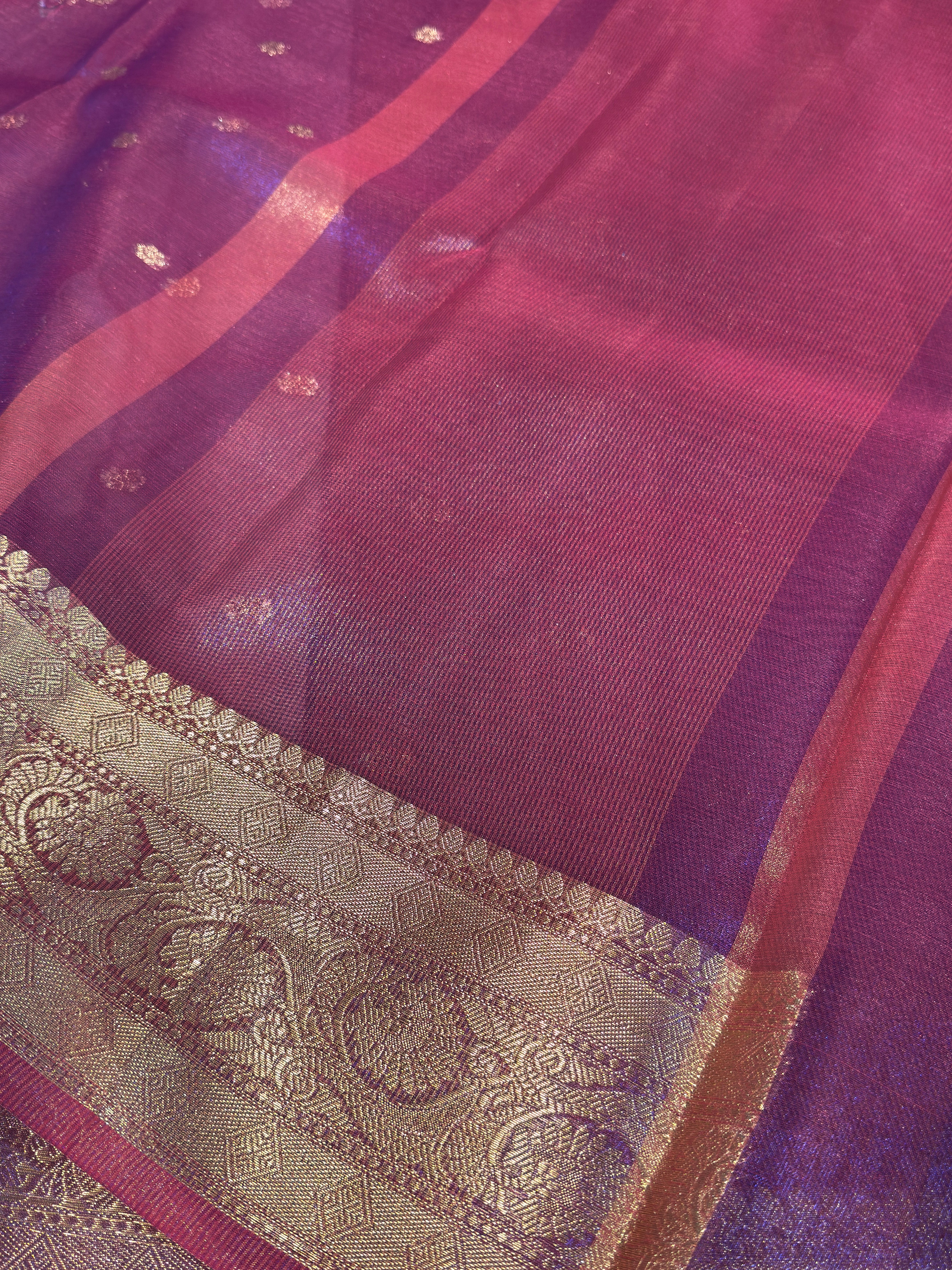 Rare Dual Shade Blue Premium Tissue Silk Banarasi Saree