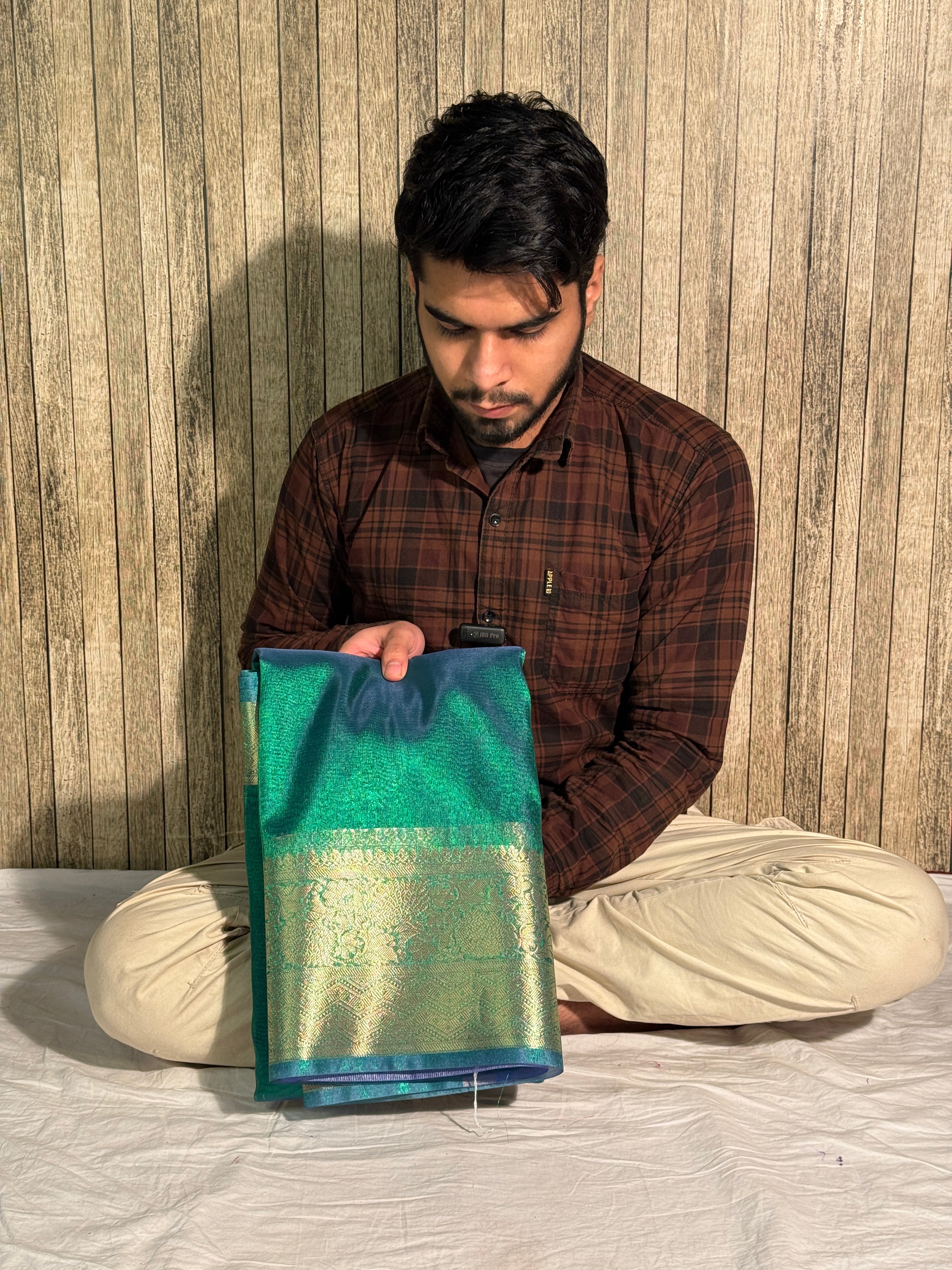 Sapphire Green Premium Tissue Silk Banarasi Saree