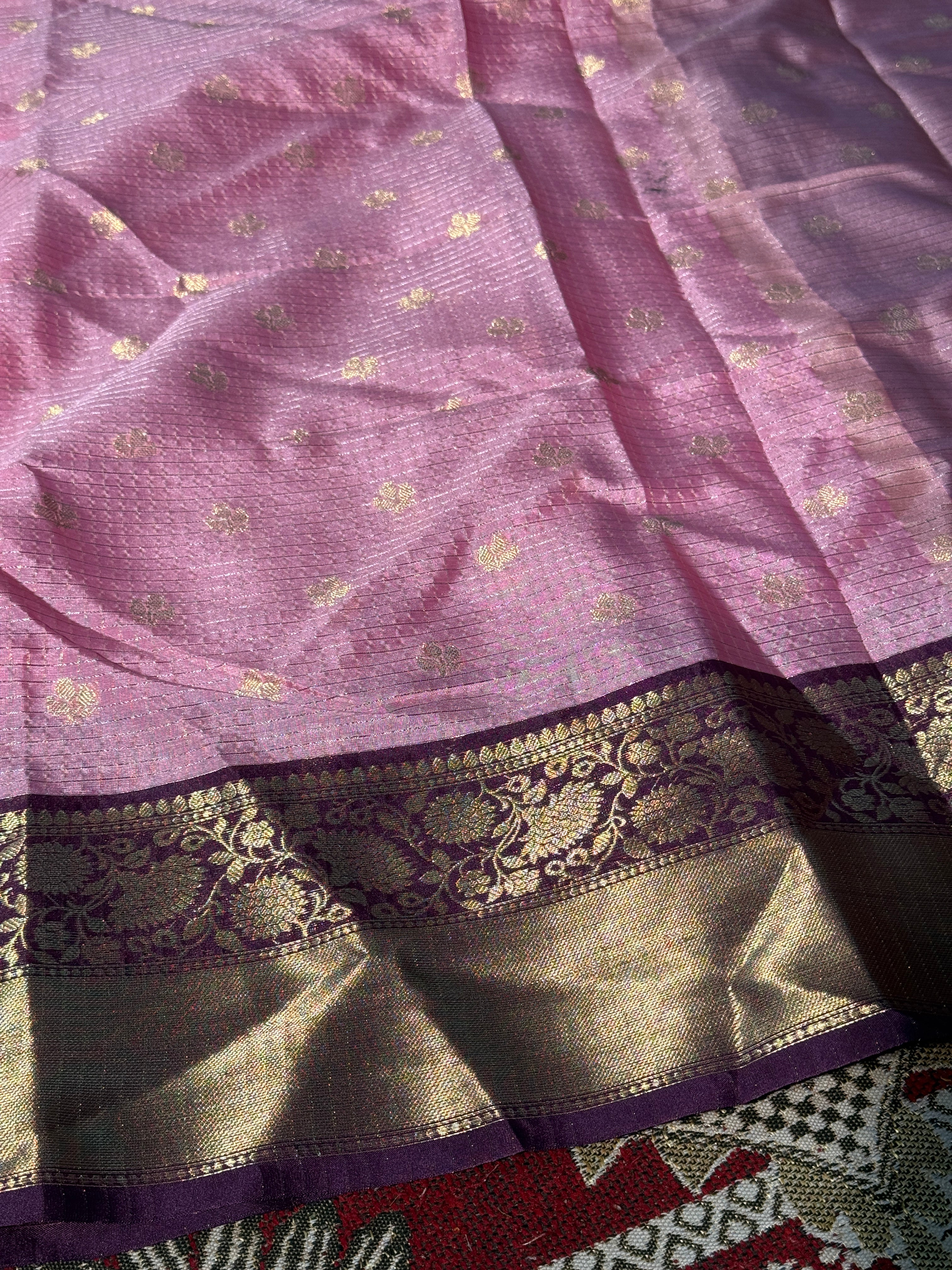 Pink Premium Kanchi Weave Katan Silk Banarasi Saree