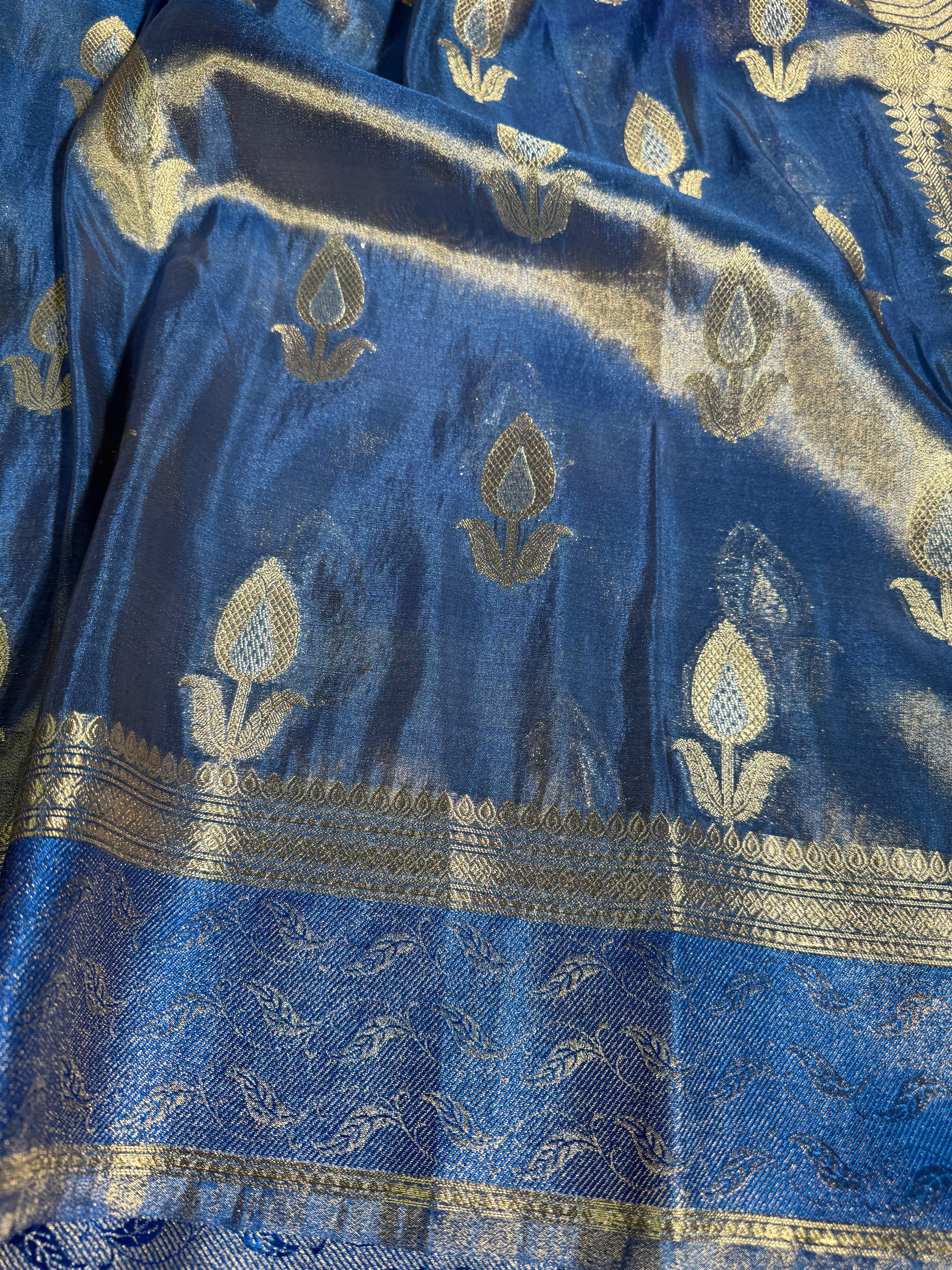 Royal Blue Premium Breathable Tissue Silk Banarasi Saree