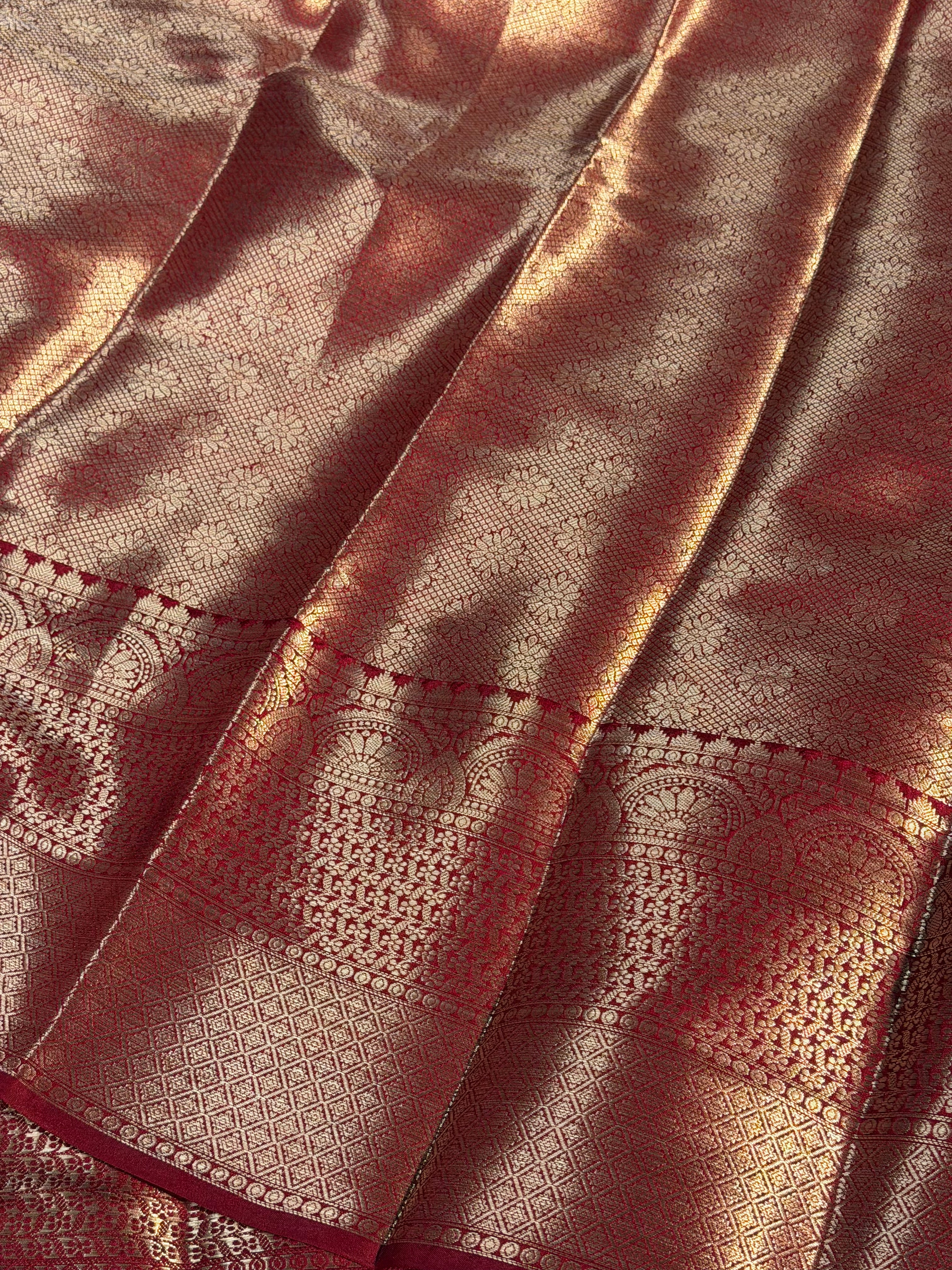 Ready To Wear Maroon Premium Chiniya Silk Banarasi Saree