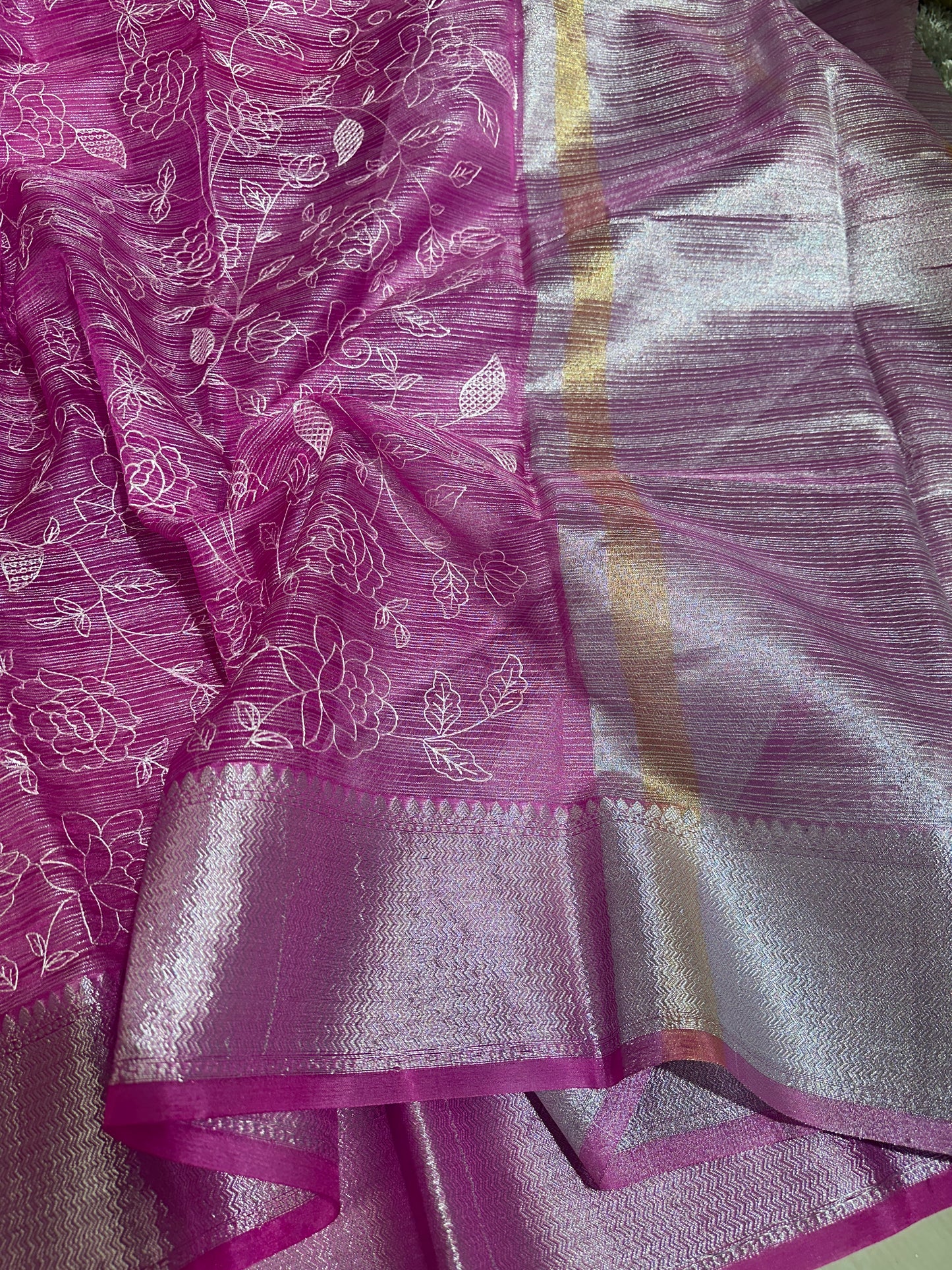 Beautiful Designer Chikankari Organza Banarasi Saree