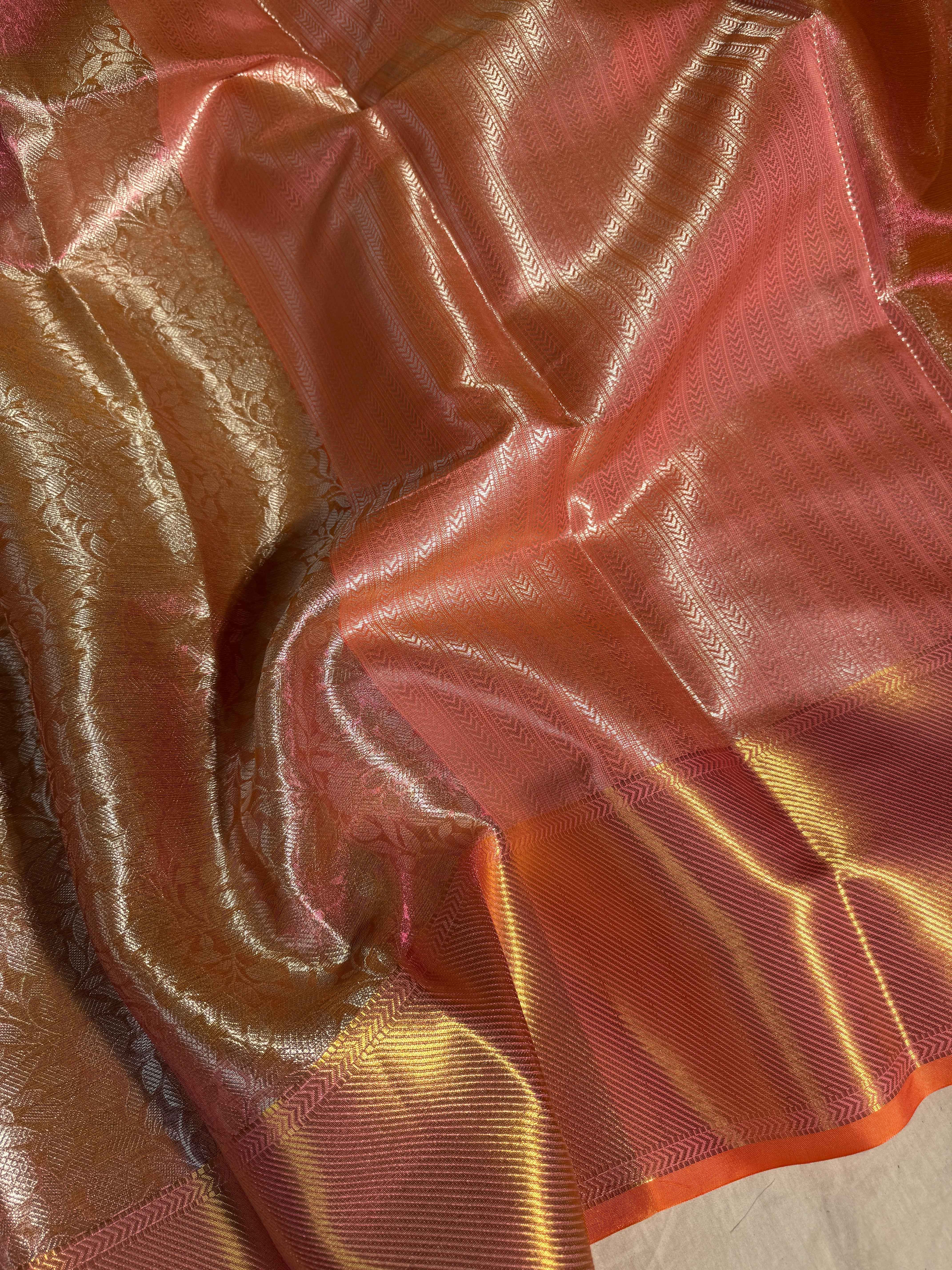 Sai Pallavi Inspired Exclusive Kanjeevaram Tissue Silk Banarasi Saree with Rich Pallu