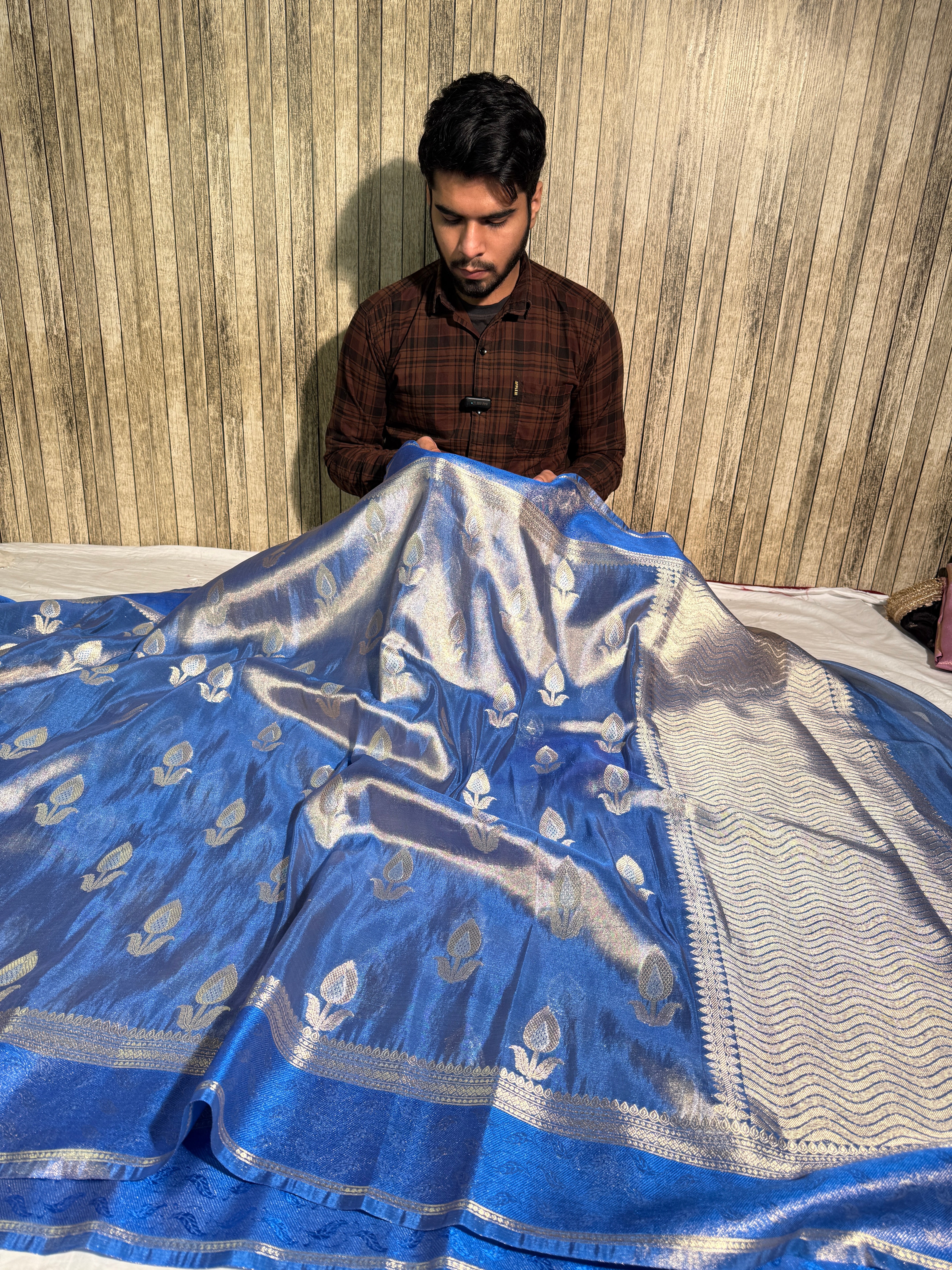 Royal Blue Premium Breathable Tissue Silk Banarasi Saree