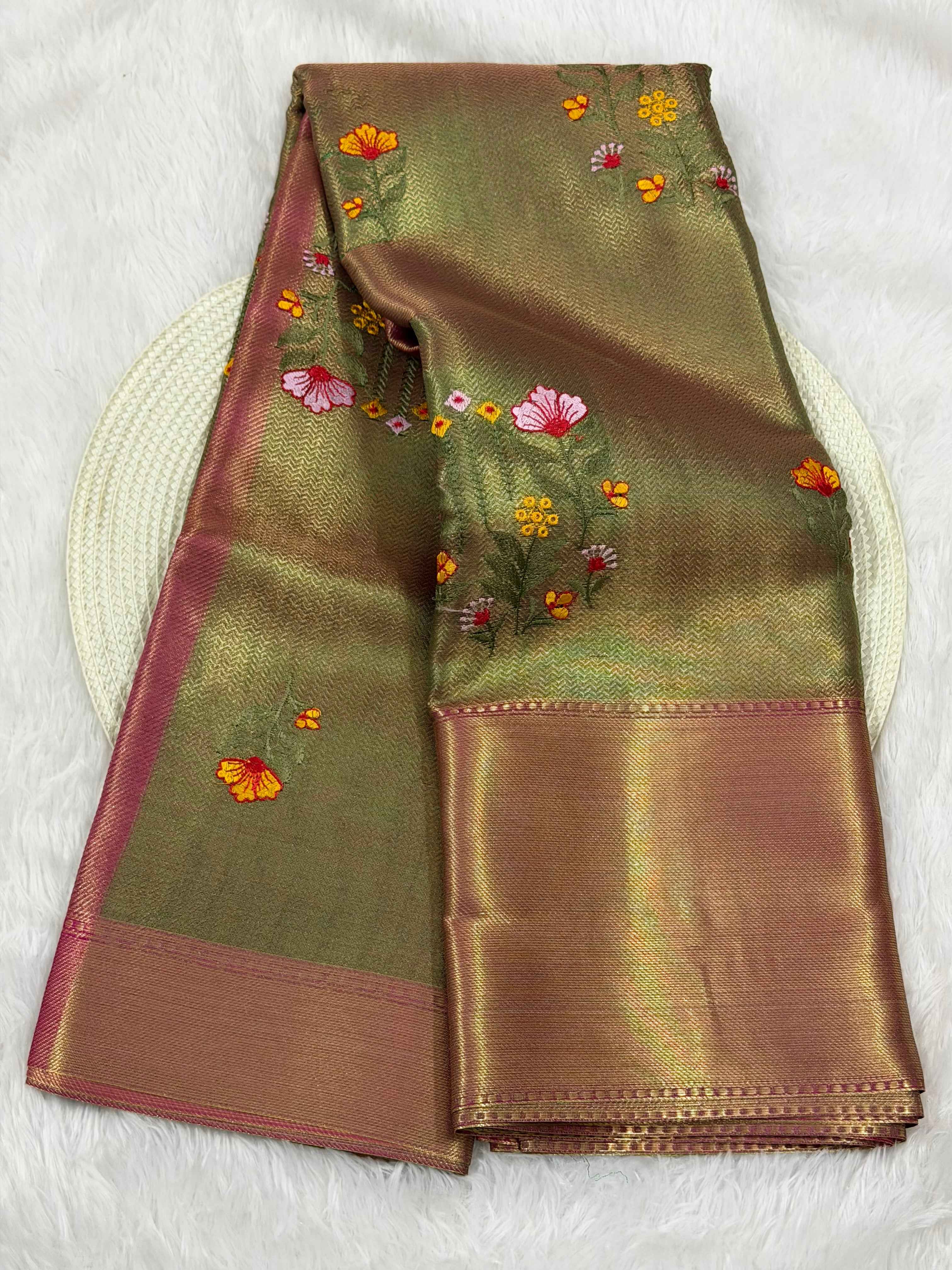 Premium Kanjeevaram Soft Tissue Silk Banarasi Saree with Rich Embroidery