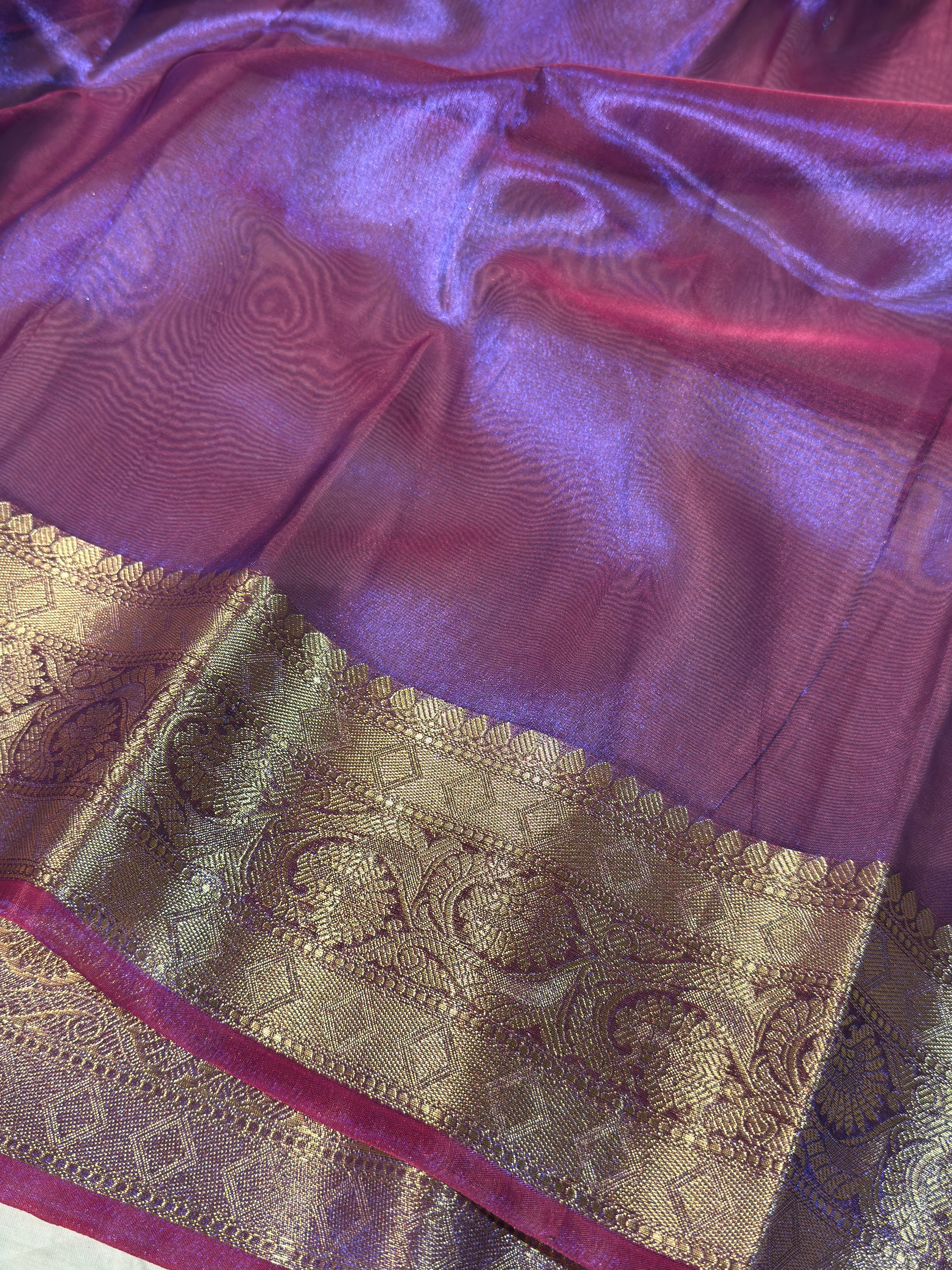 Dual Shade Blue Premium Tissue Silk Banarasi Saree