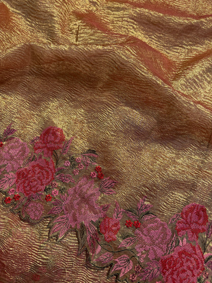 Premium Banarasi Soft Silk Saree with Crochet Embroidery