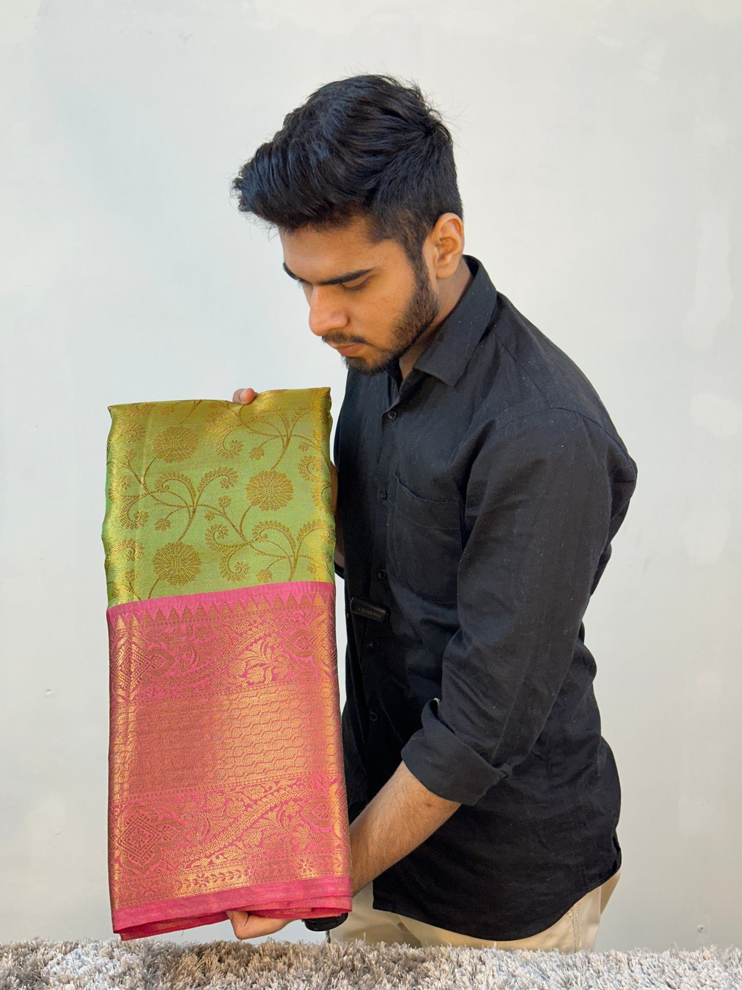 Metallic Green Bridal Kanjeevaram Tissue Banarasi Saree