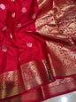Exclusive Bridal Red Soft Kaath Bandh Weave Warm Silk Banarasi Saree