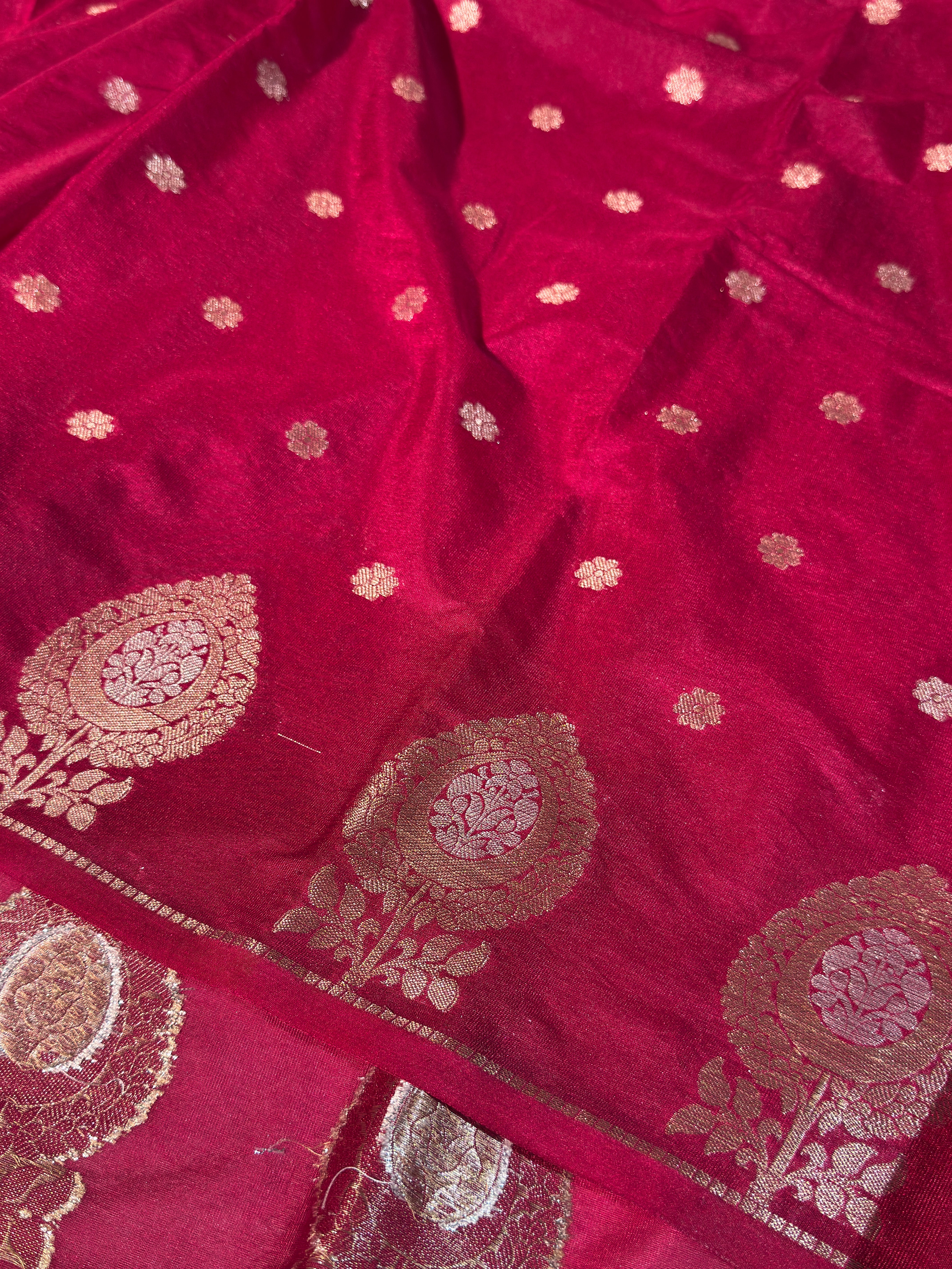 Rani Pink Premium Chiniya Silk Banarasi Saree