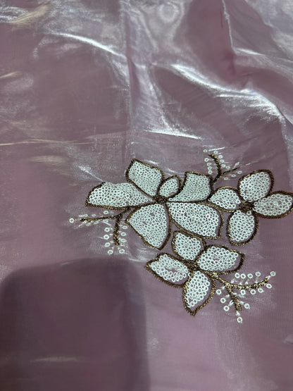 Pink Bridal Tissue Silk Saree With Premium Sequence work