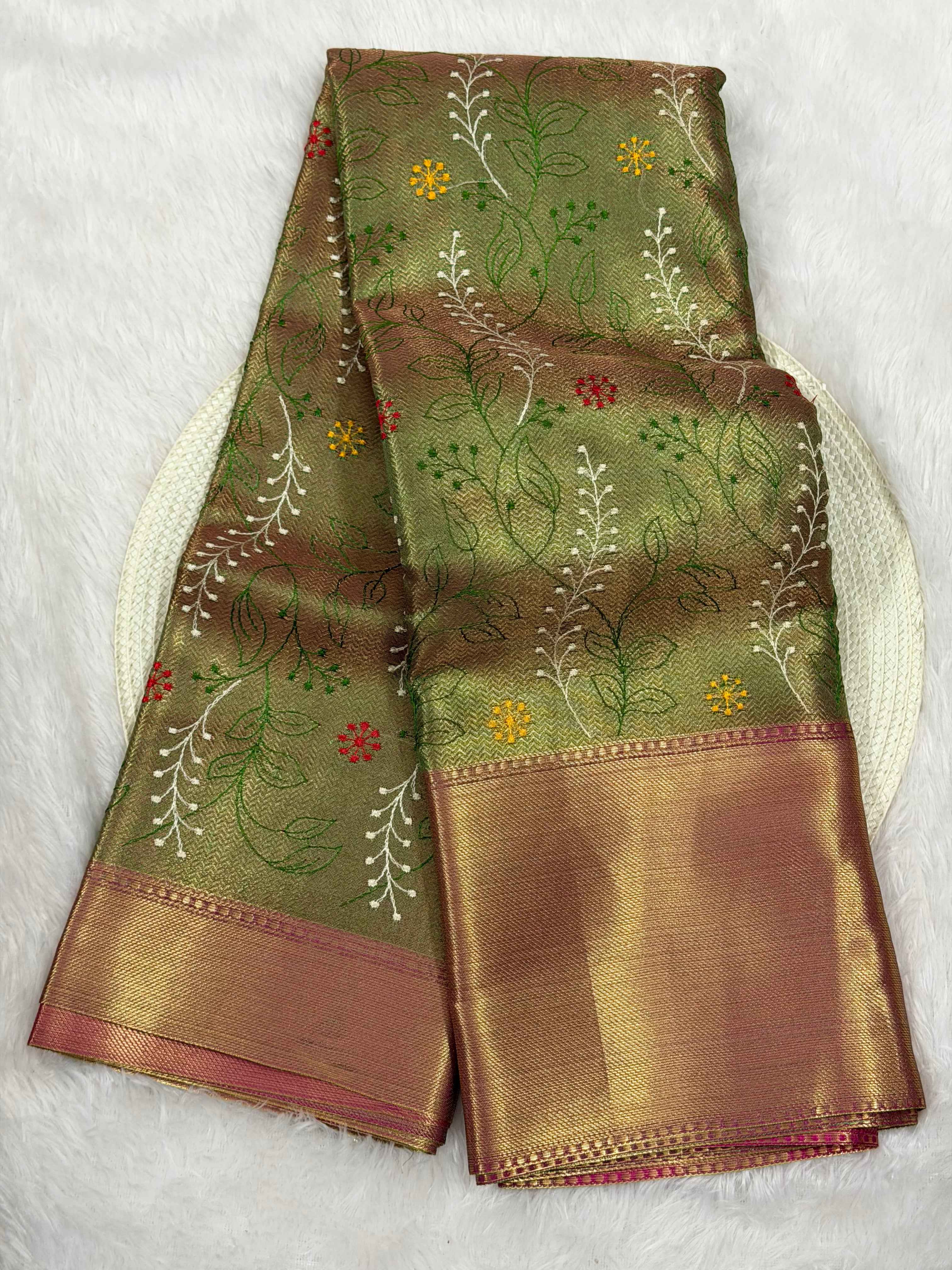 Premium Kanjeevaram Soft Tissue Silk Banarasi Saree with Rich Embroidery